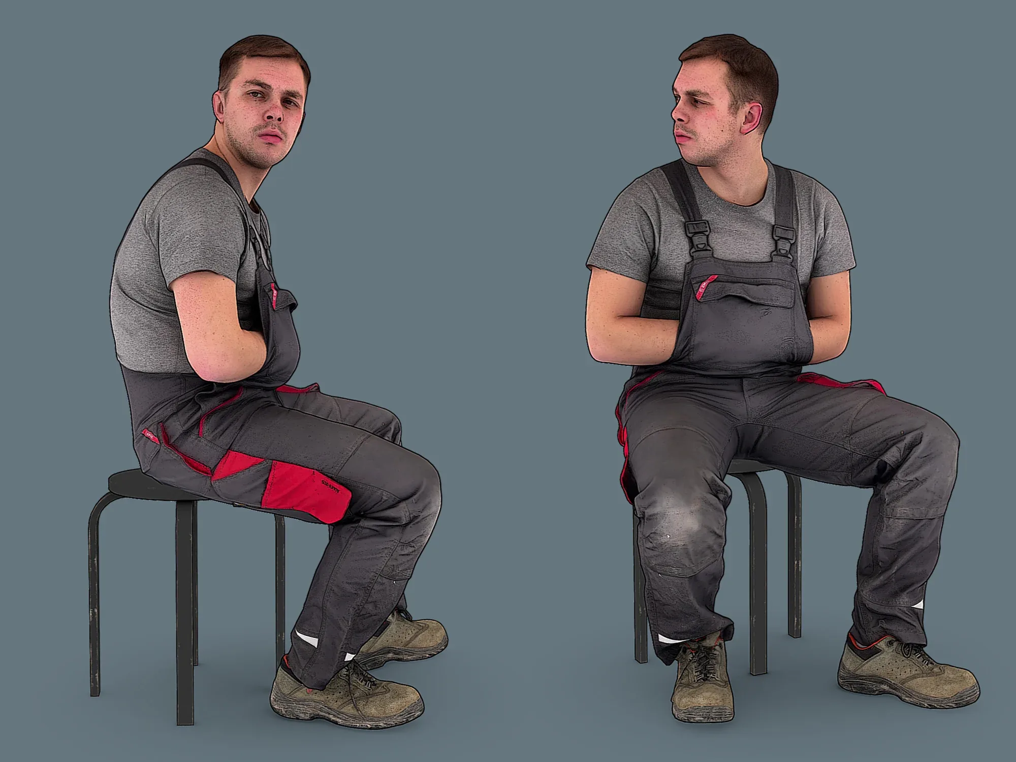 Foreman in Overalls Sitting model