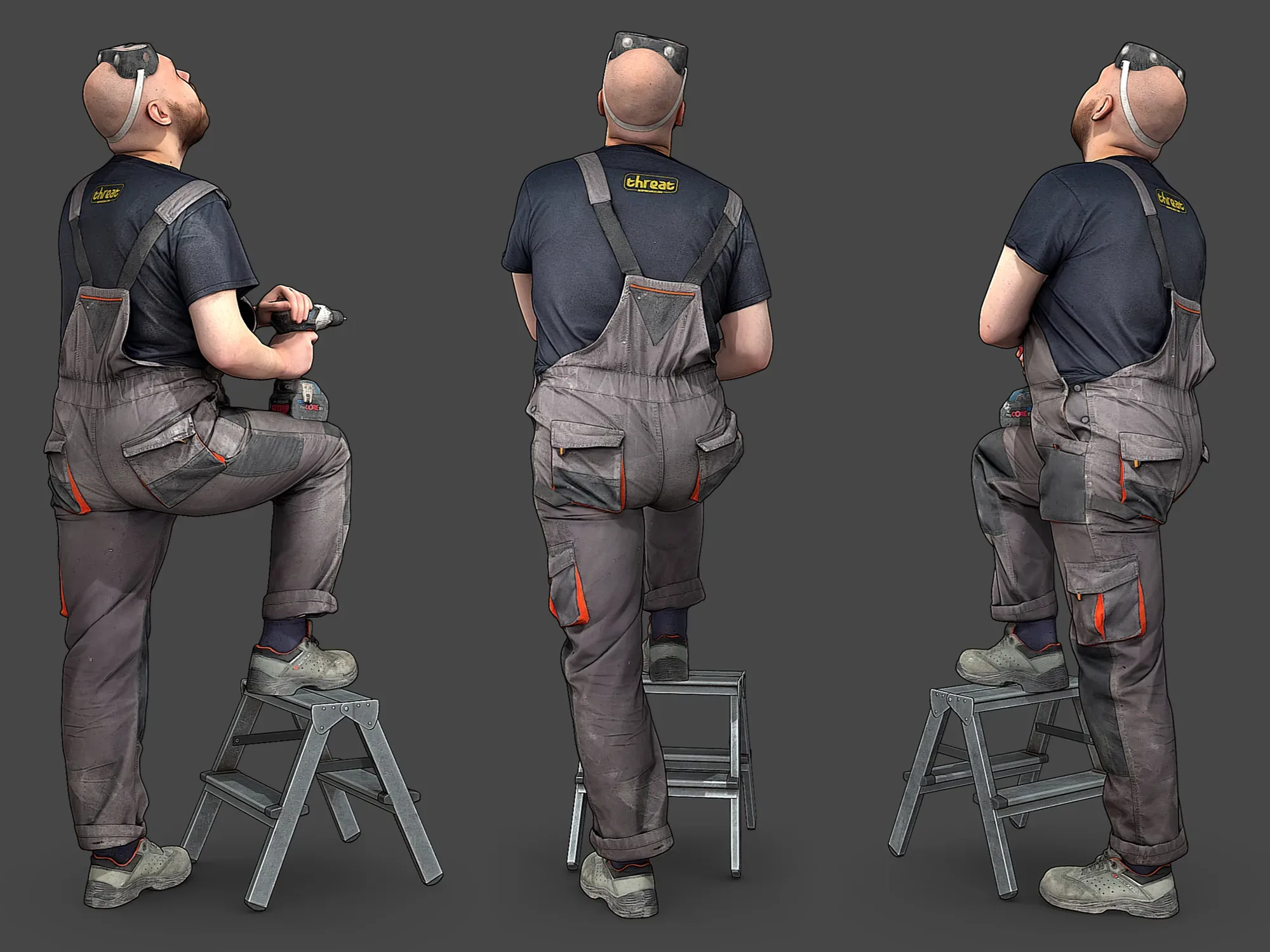 Bald Worker in Overalls model pack