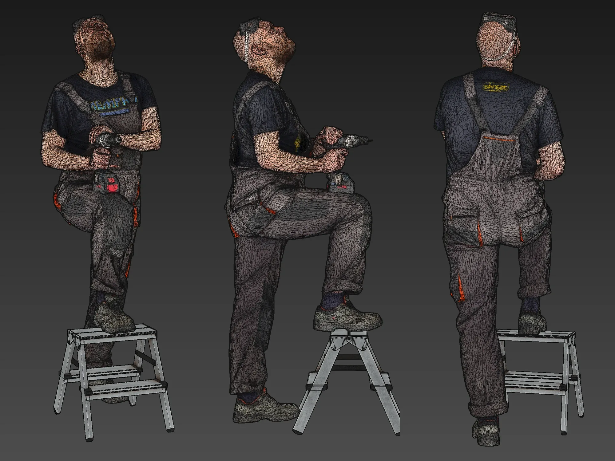 Bald Worker in Overalls model pack