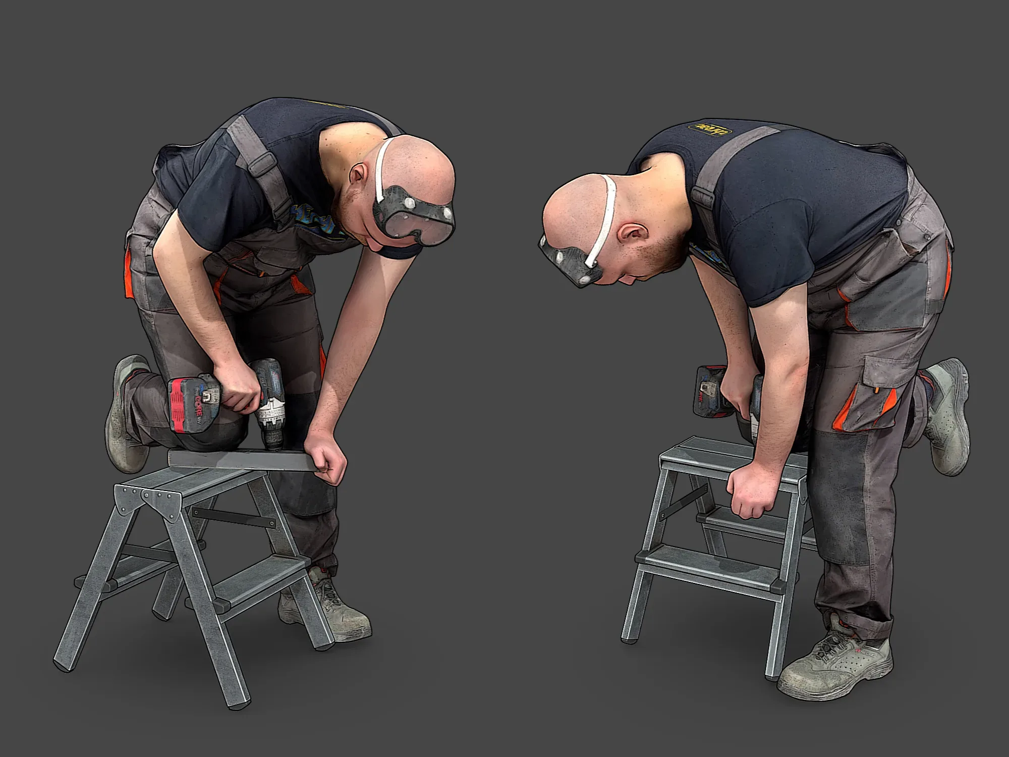 Bald Worker in Overalls model pack