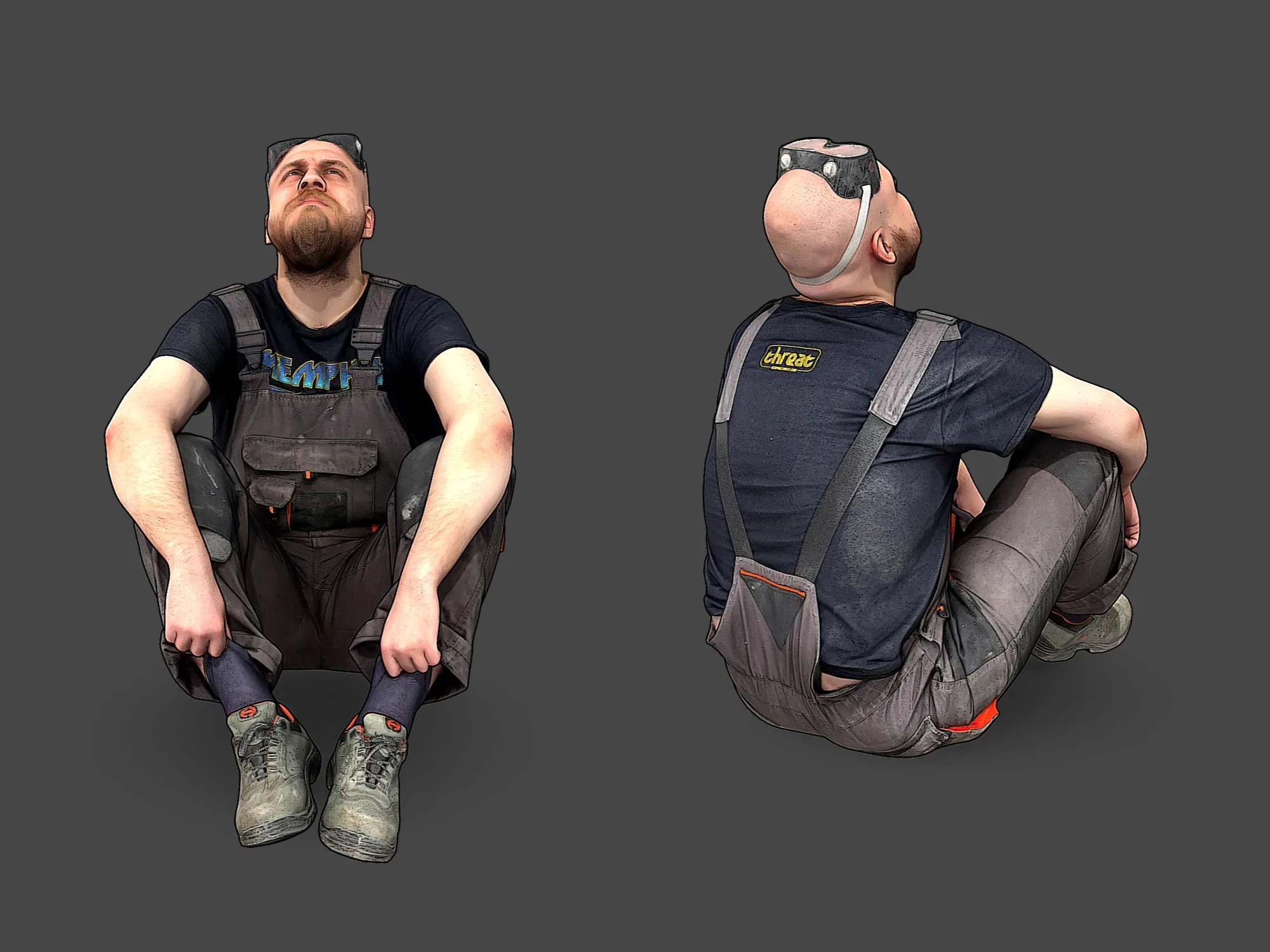 Bald Worker in Overalls model pack