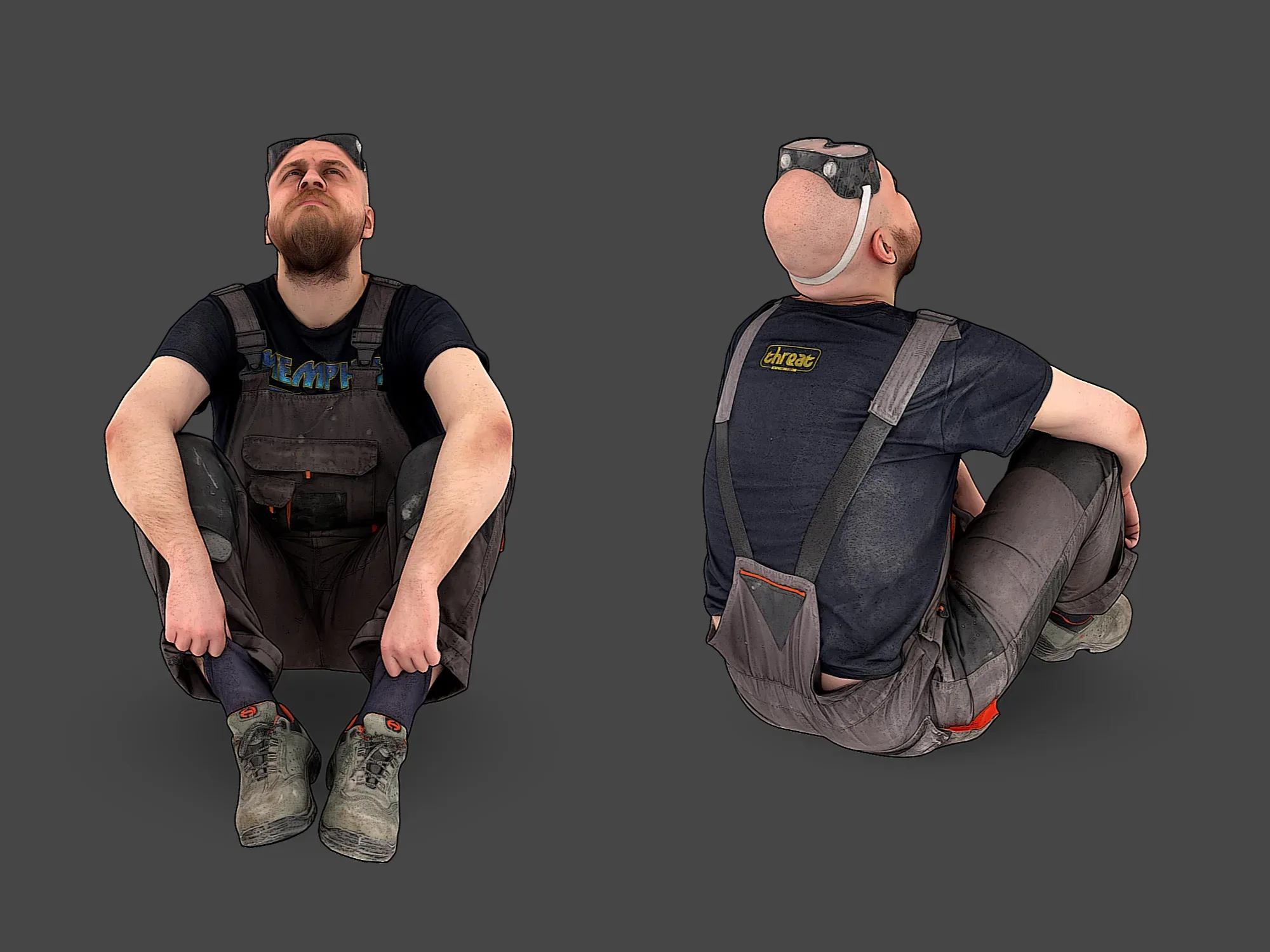 Bald Worker in Overalls model pack