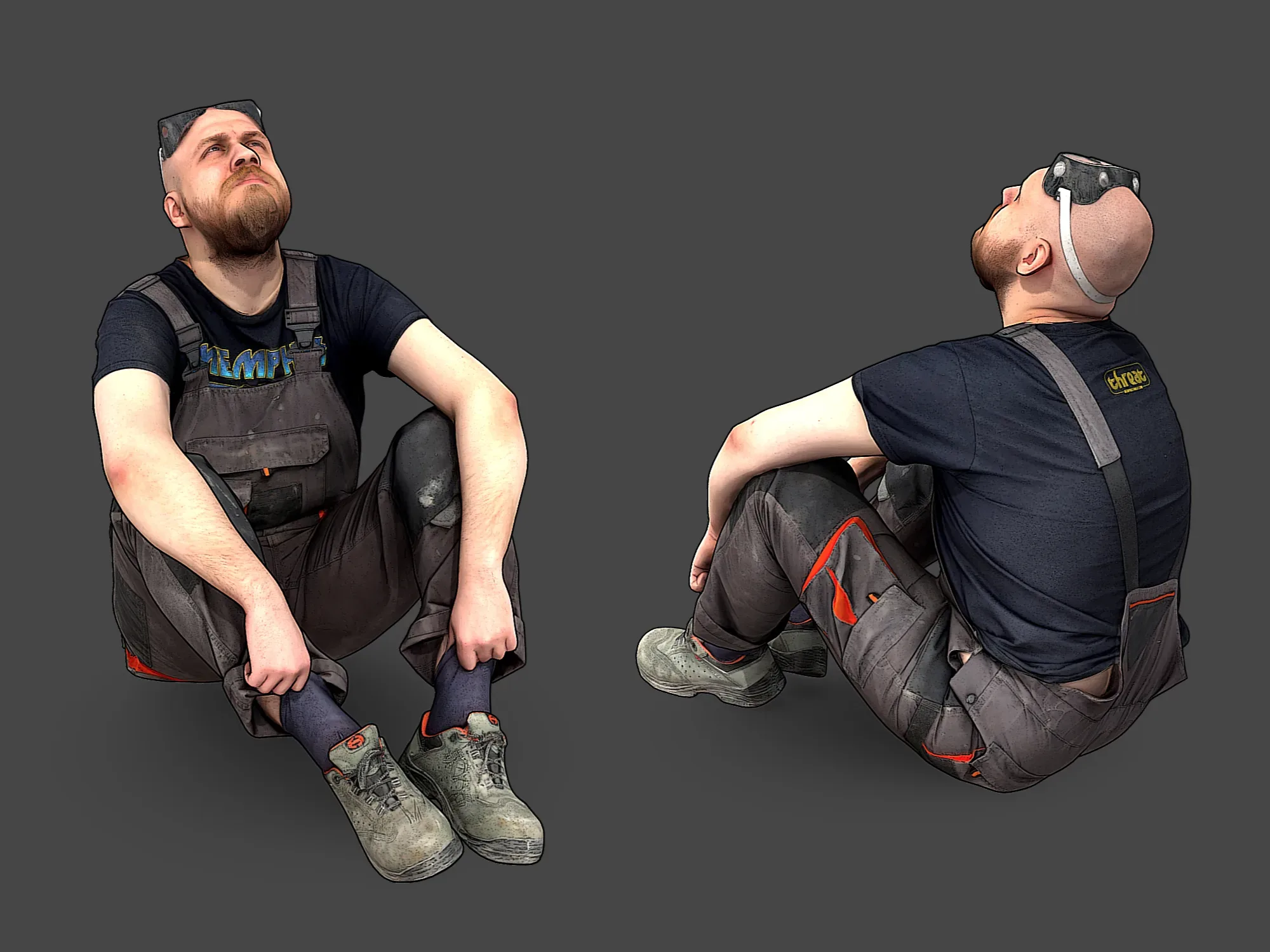 Bald Worker in Overalls model pack