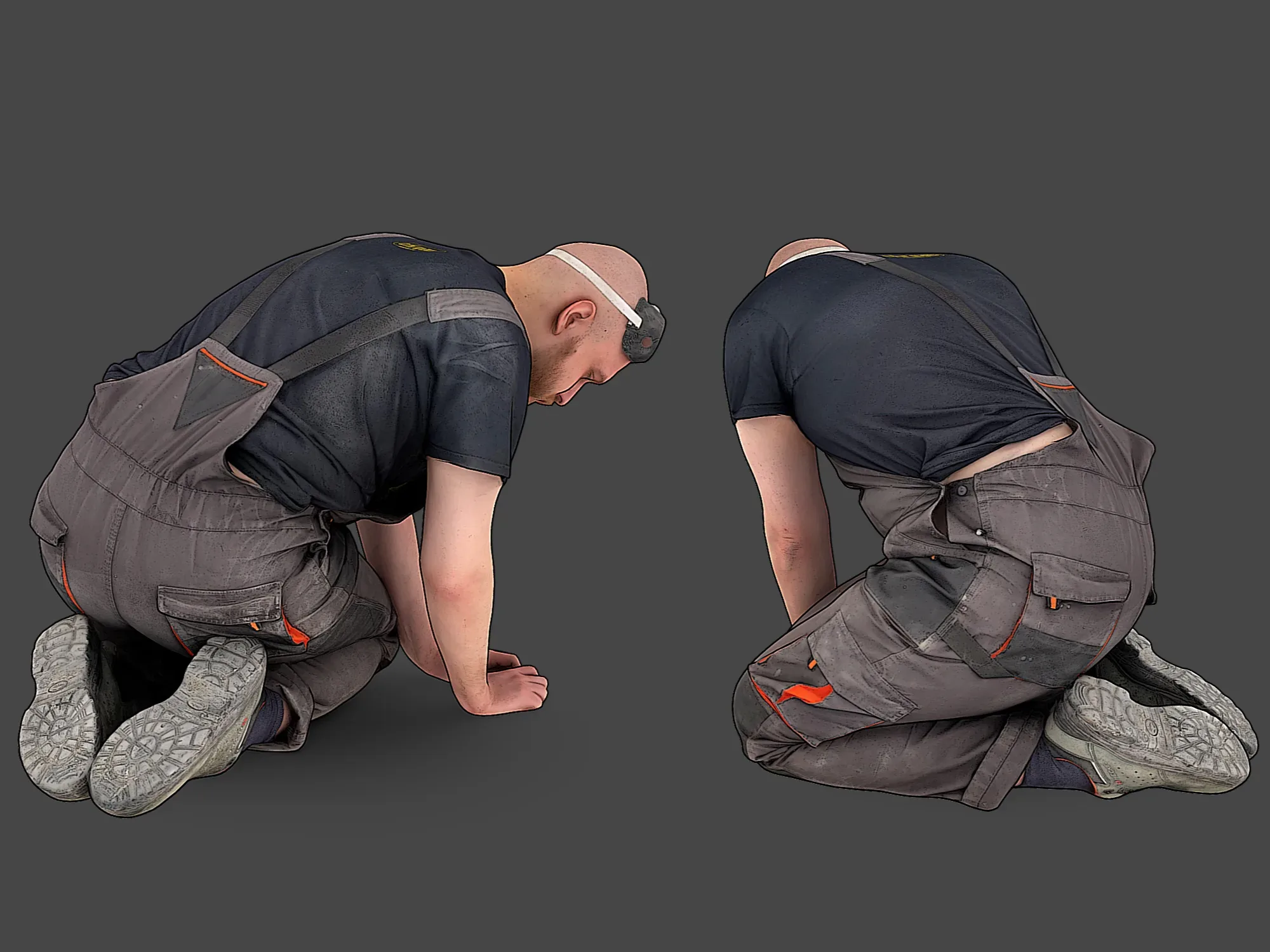 Bald Worker in Overalls model pack