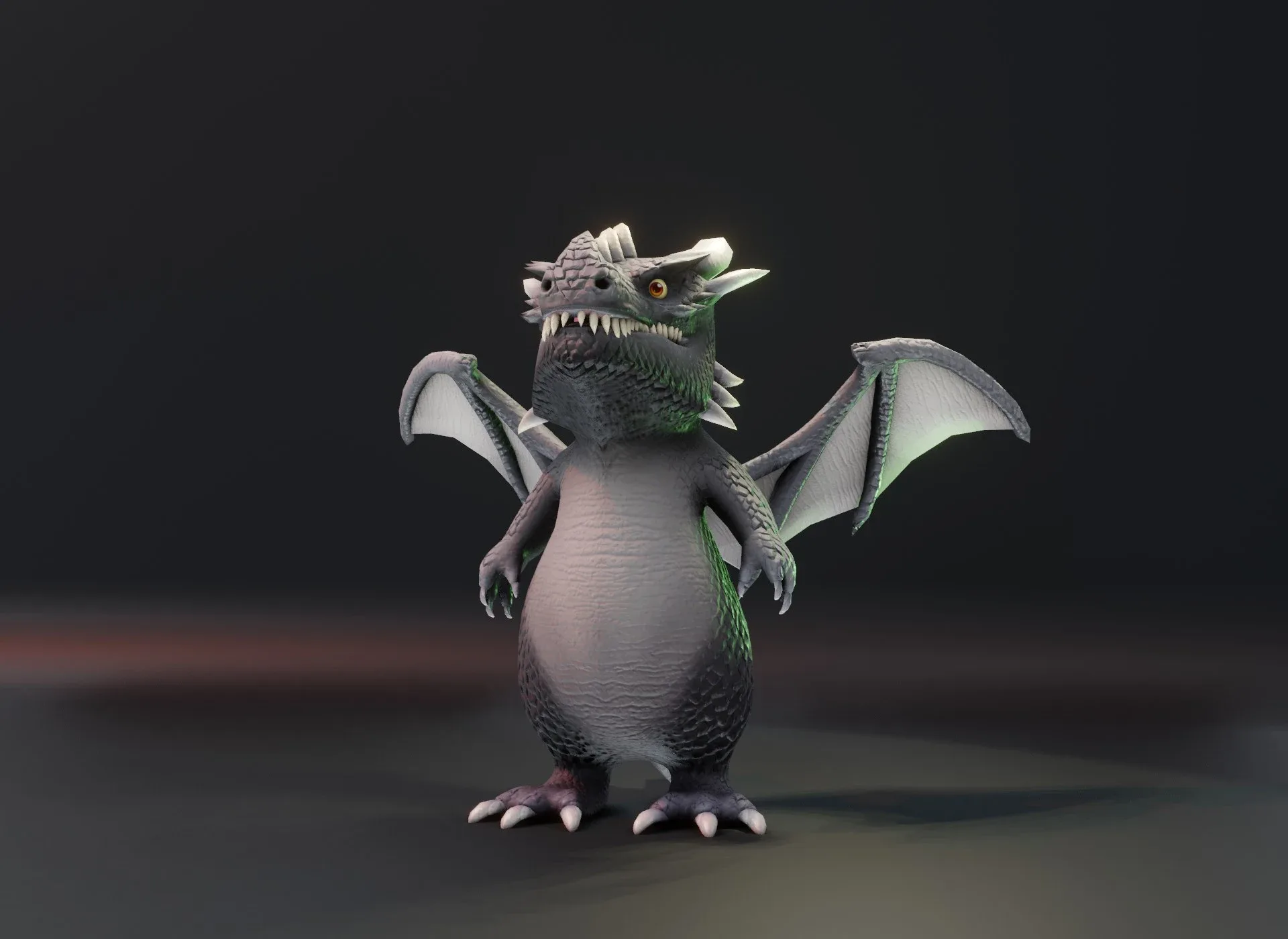 Cartoon Gray Dragon Animated Low-poly 3D Model