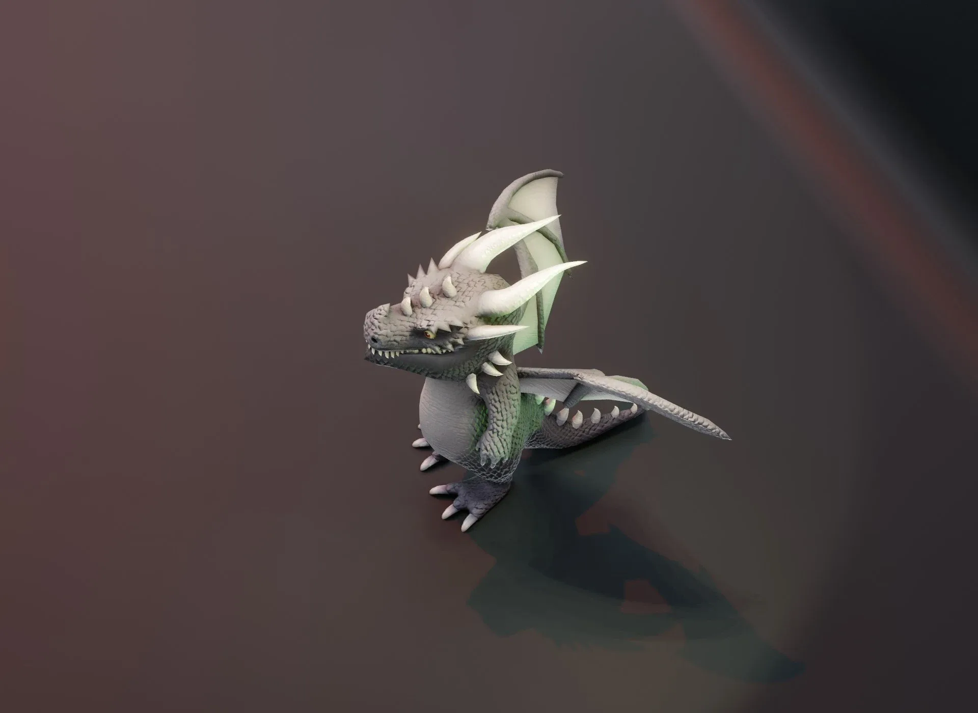 Cartoon Gray Dragon Animated Low-poly 3D Model