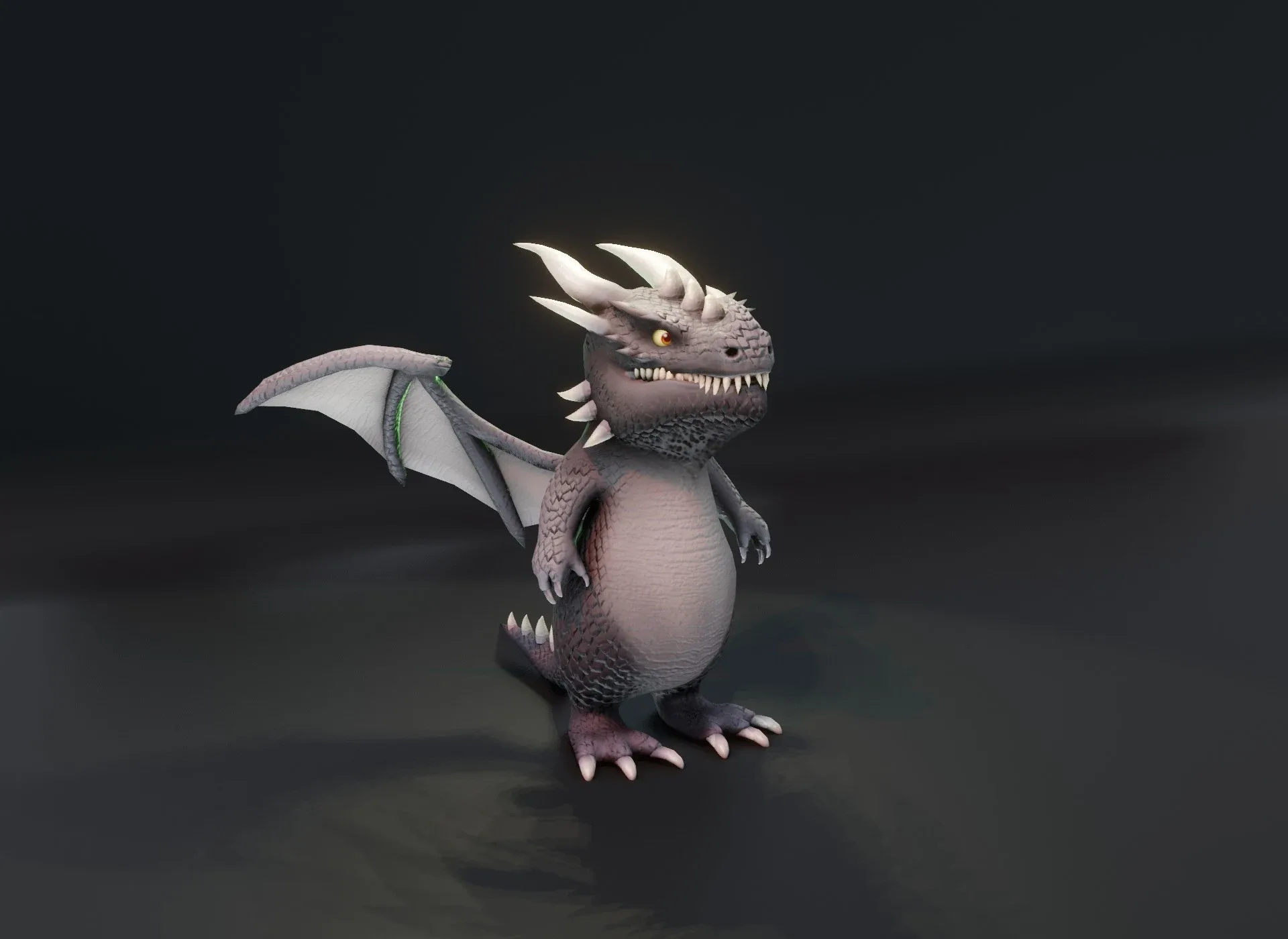 Cartoon Gray Dragon Animated Low-poly 3D Model