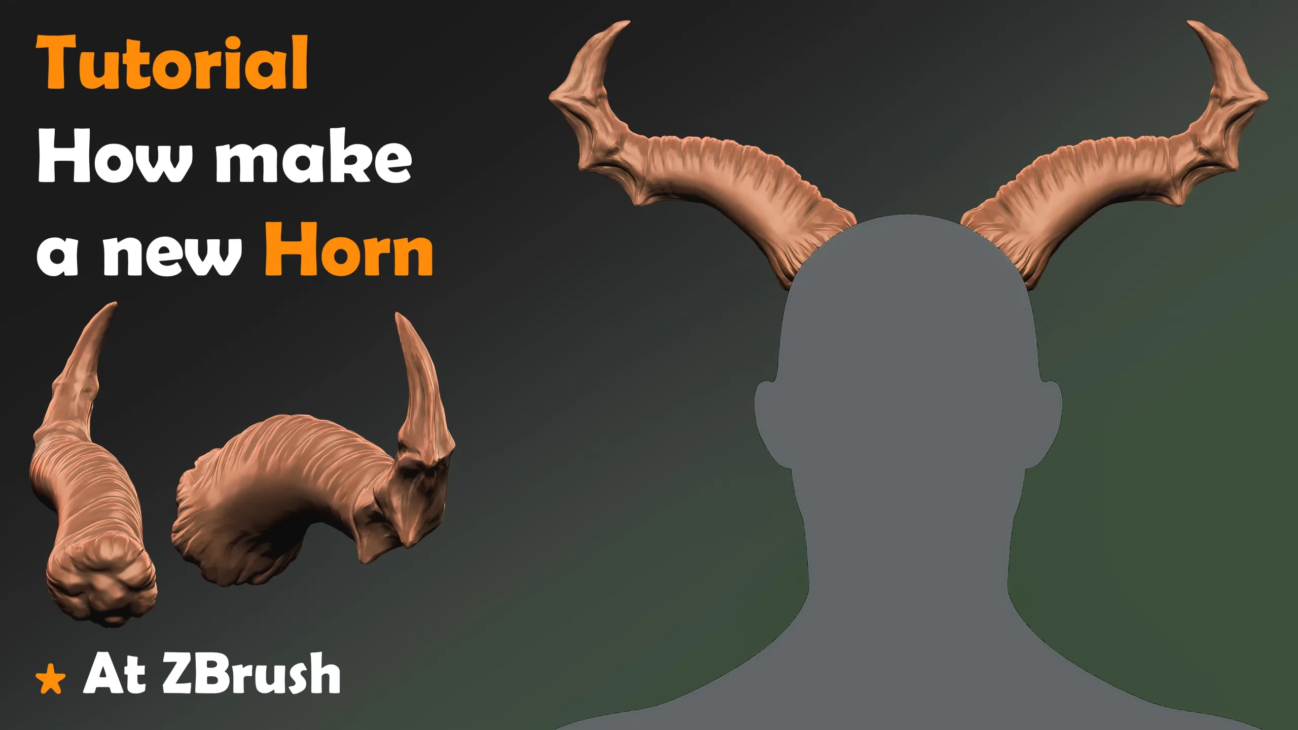 FREE Tutorial_ How make a new Horn at ZBrush