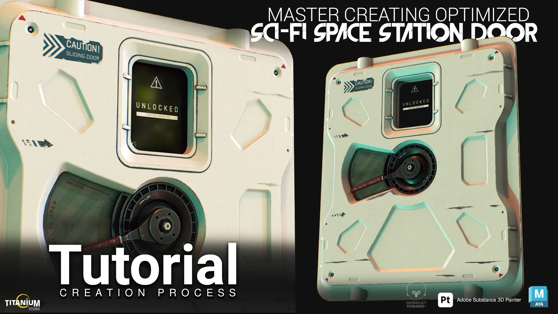 Master CreatingOptimized Sci-Fi Space Station Door In MAYA 2024 and Substance 3D Painter
