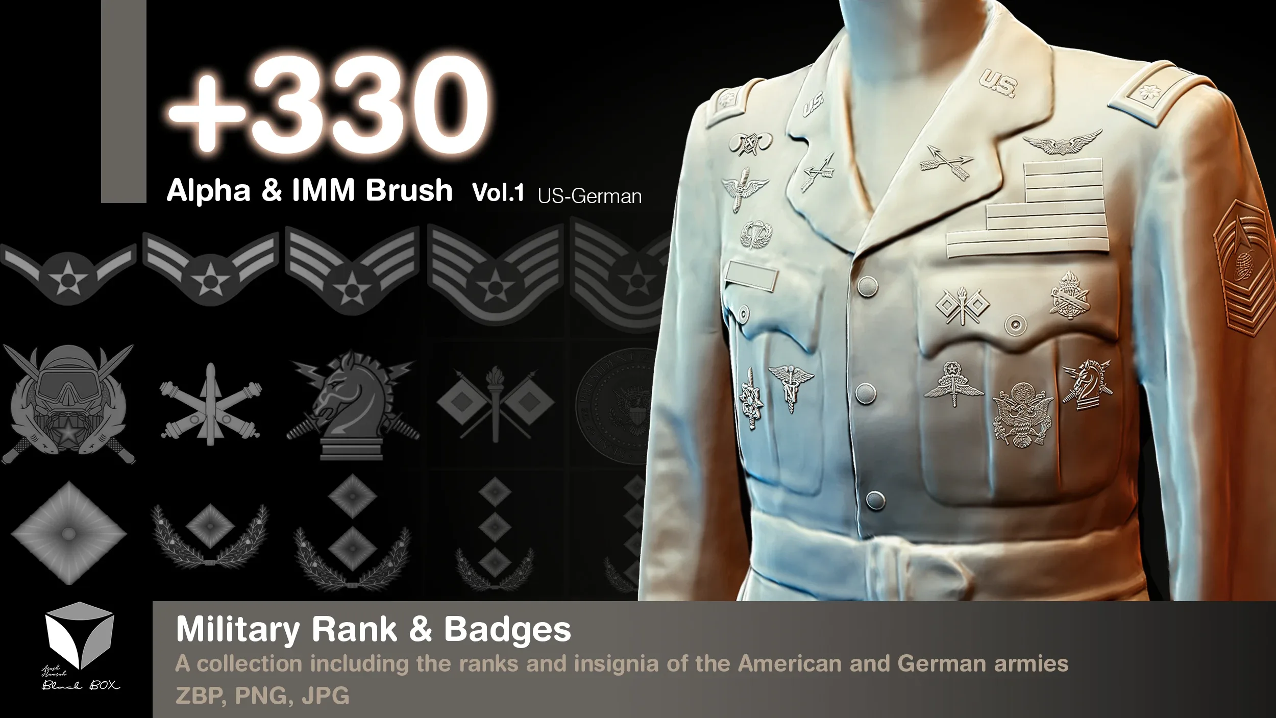 +330 Military Rank & Badges (Alpha-Brush) Vol.1