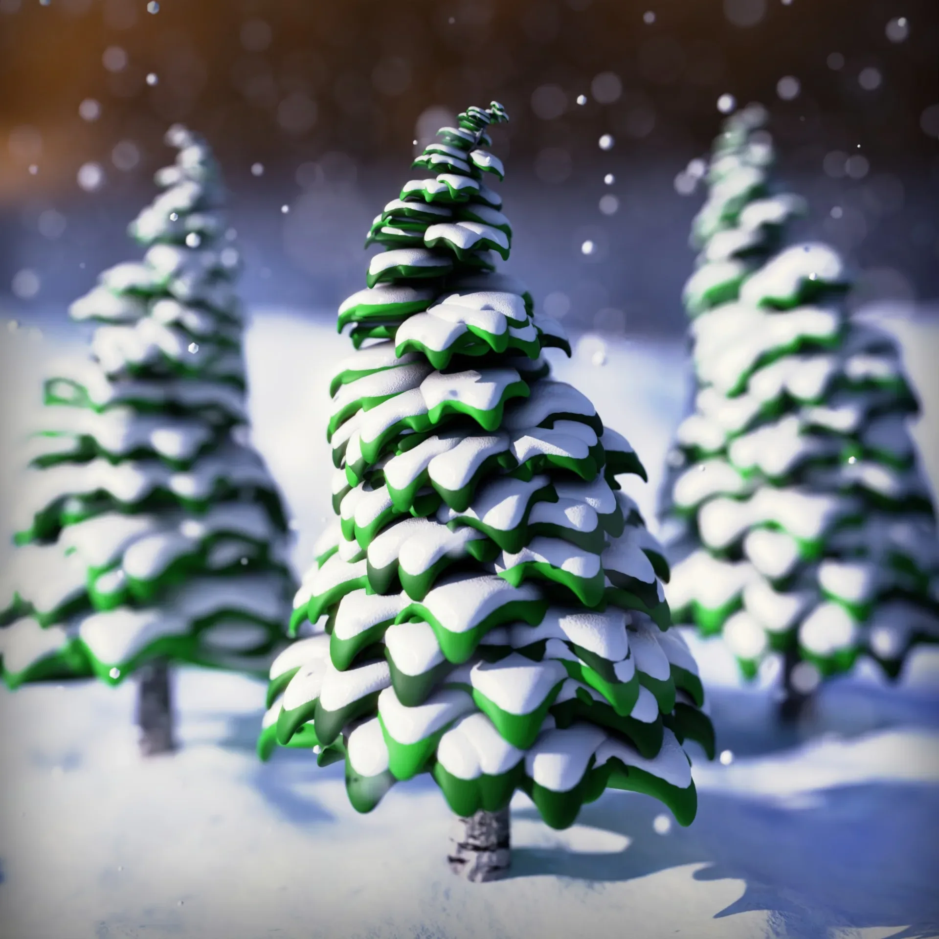 Stylized Trees With Snow - Geometry Nodes