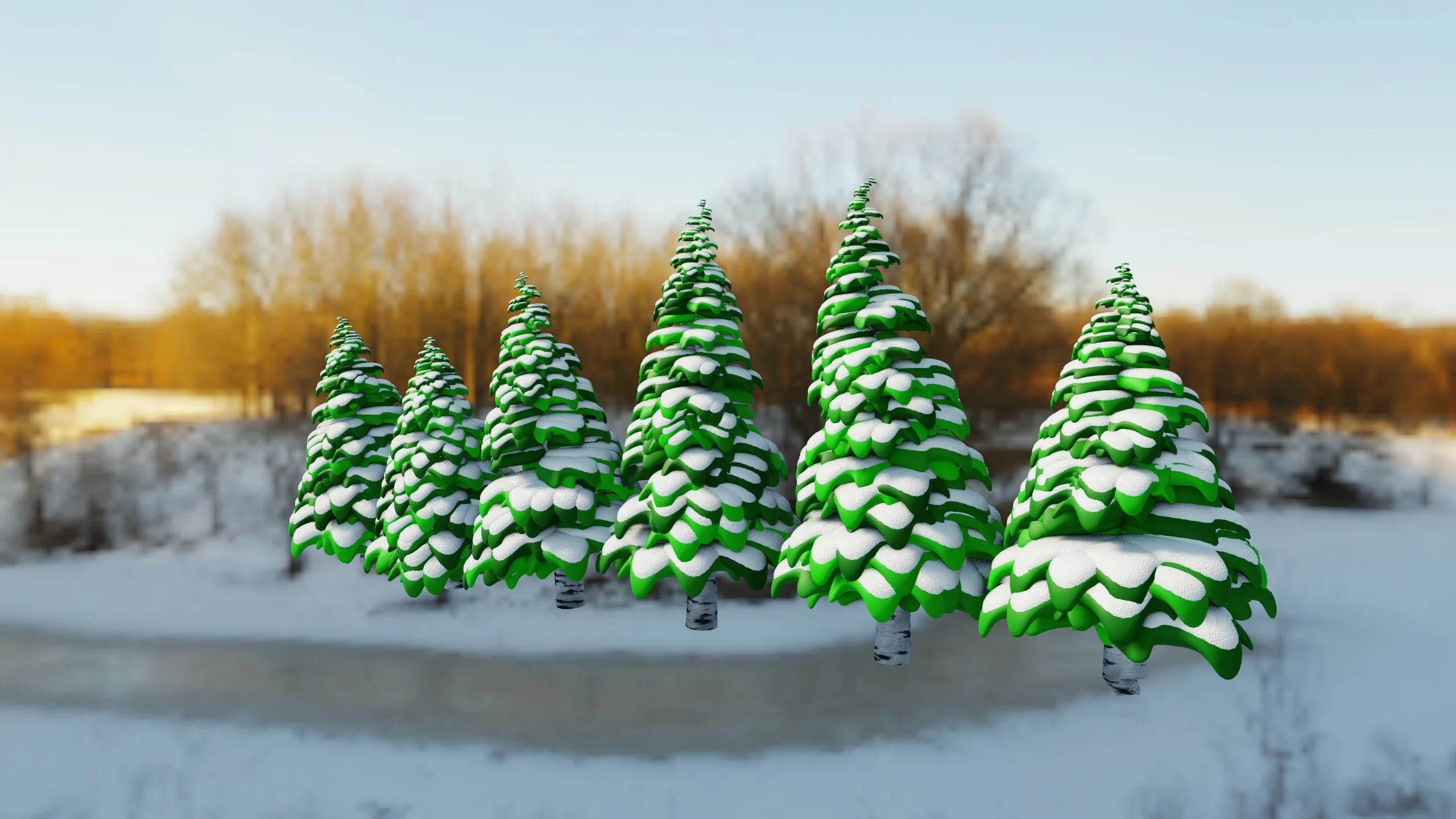 Stylized Trees With Snow - Geometry Nodes