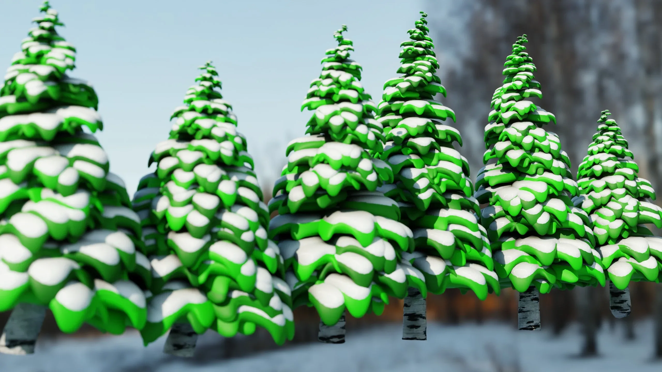 Stylized Trees With Snow - Geometry Nodes