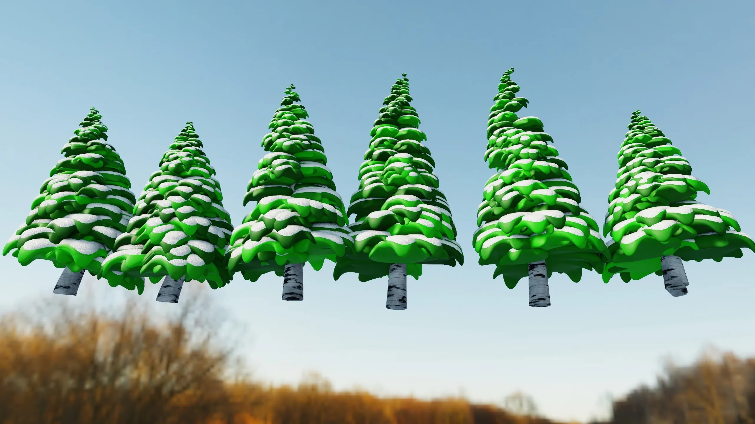 Stylized Trees With Snow - Geometry Nodes