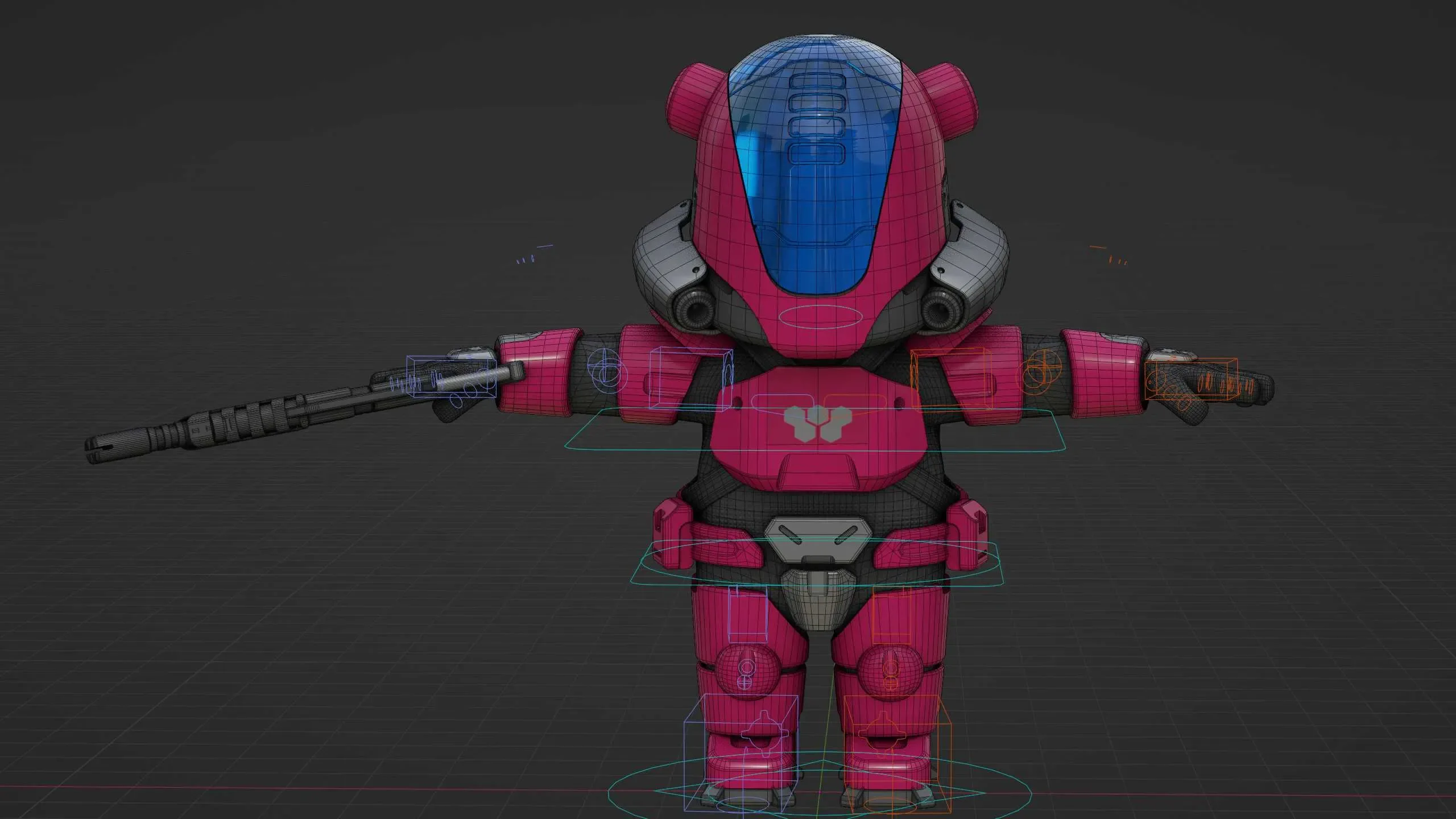 Toon Cyber Soldier X-500 Auto-Rig Pro Rigged For Mixamo, Unreal Engine Unity