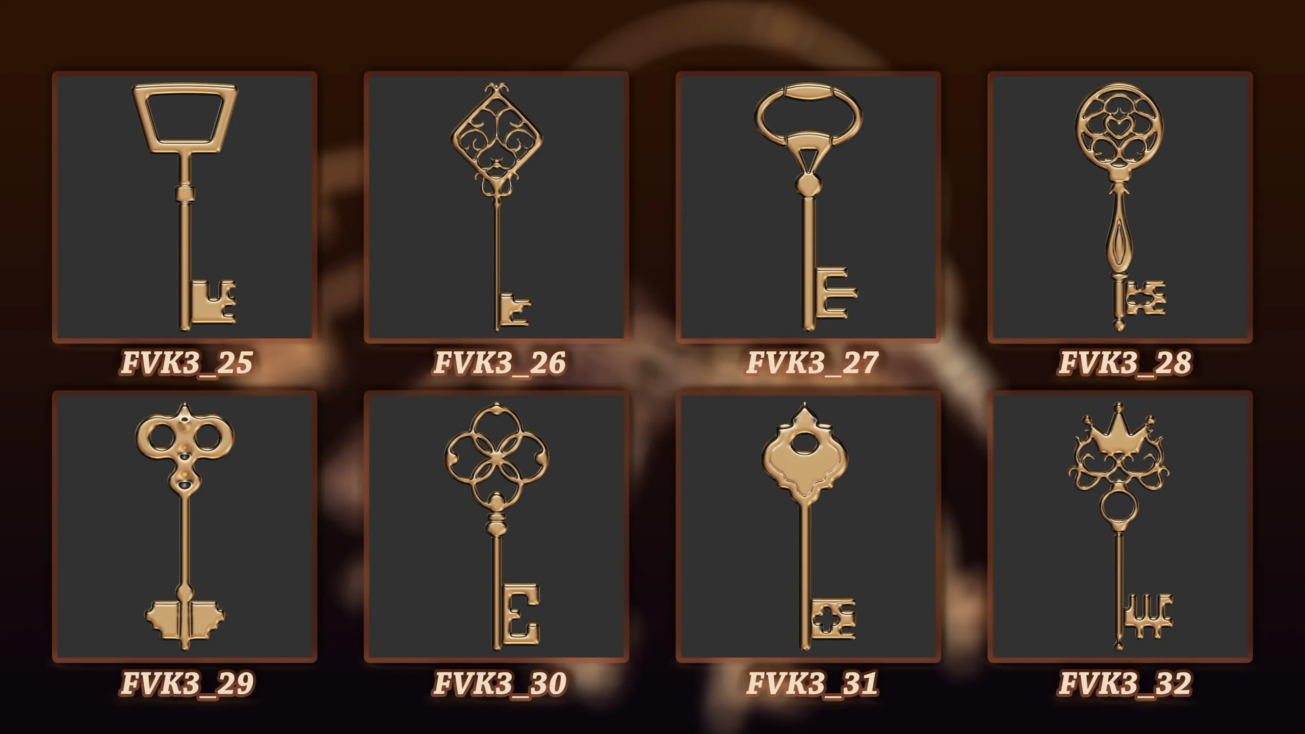 60 Vintage key 3D Model vol 3