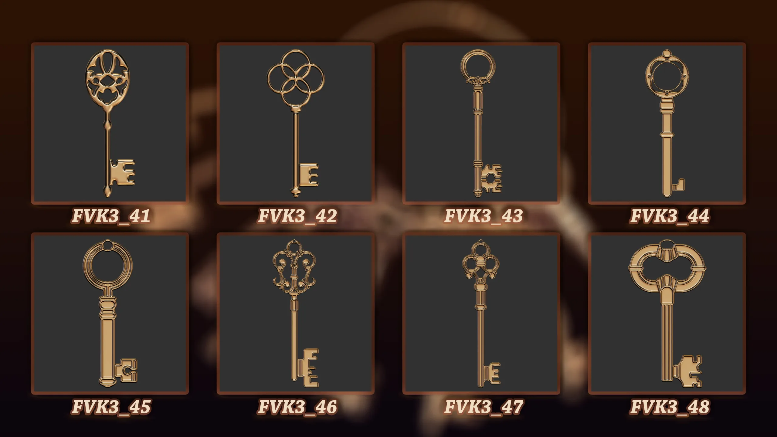 60 Vintage key 3D Model vol 3