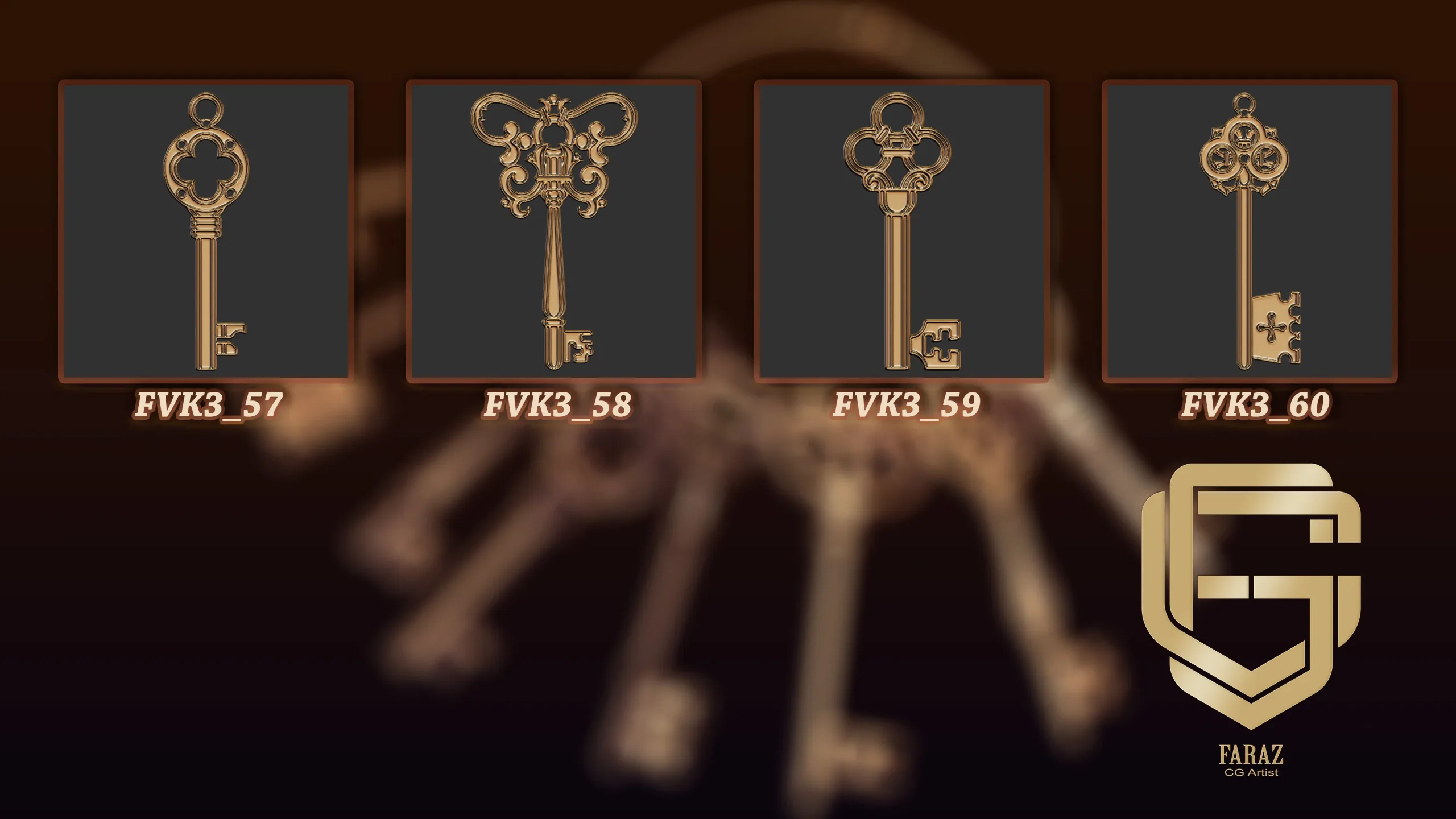 60 Vintage key 3D Model vol 3