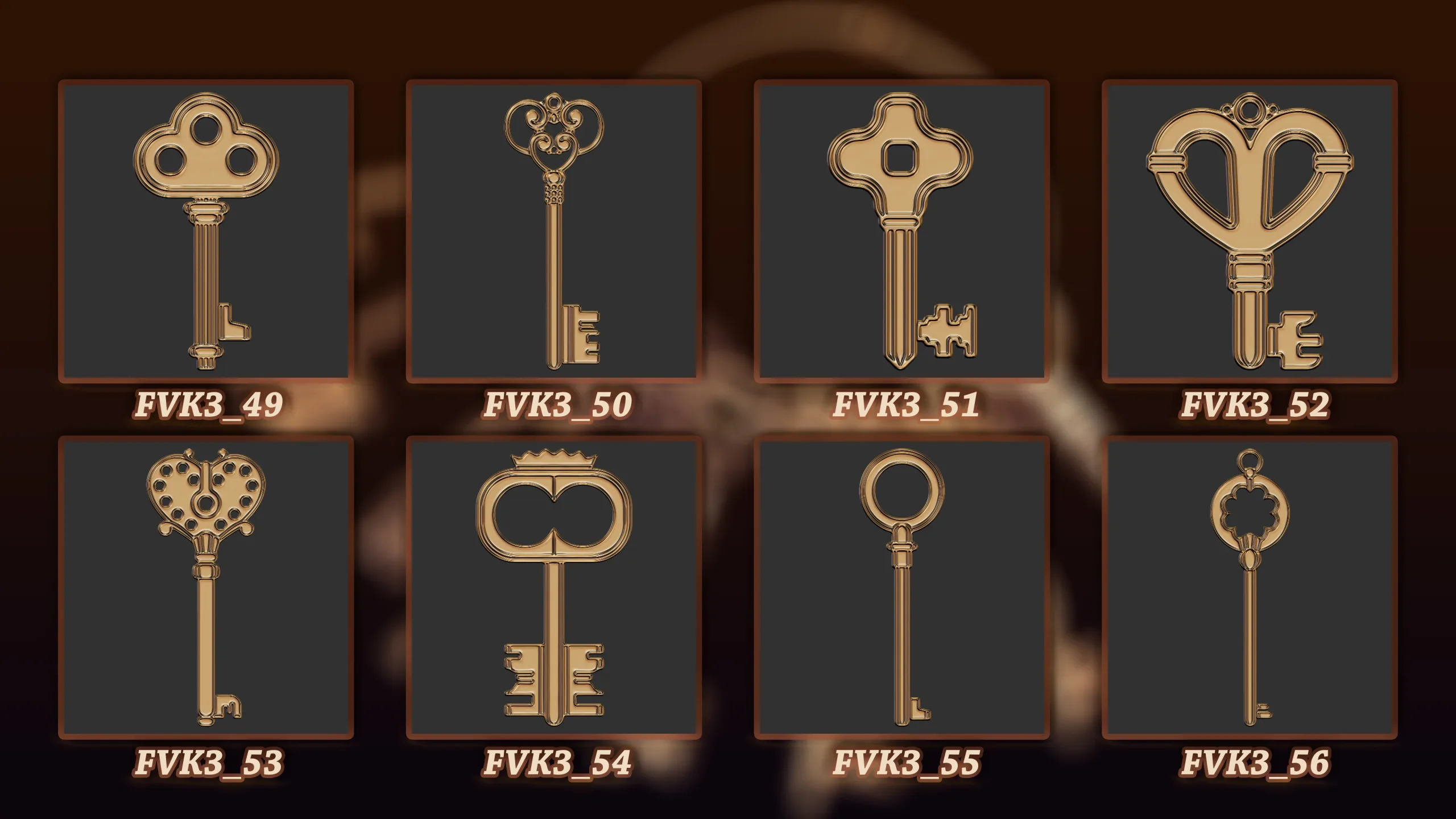 60 Vintage key 3D Model vol 3