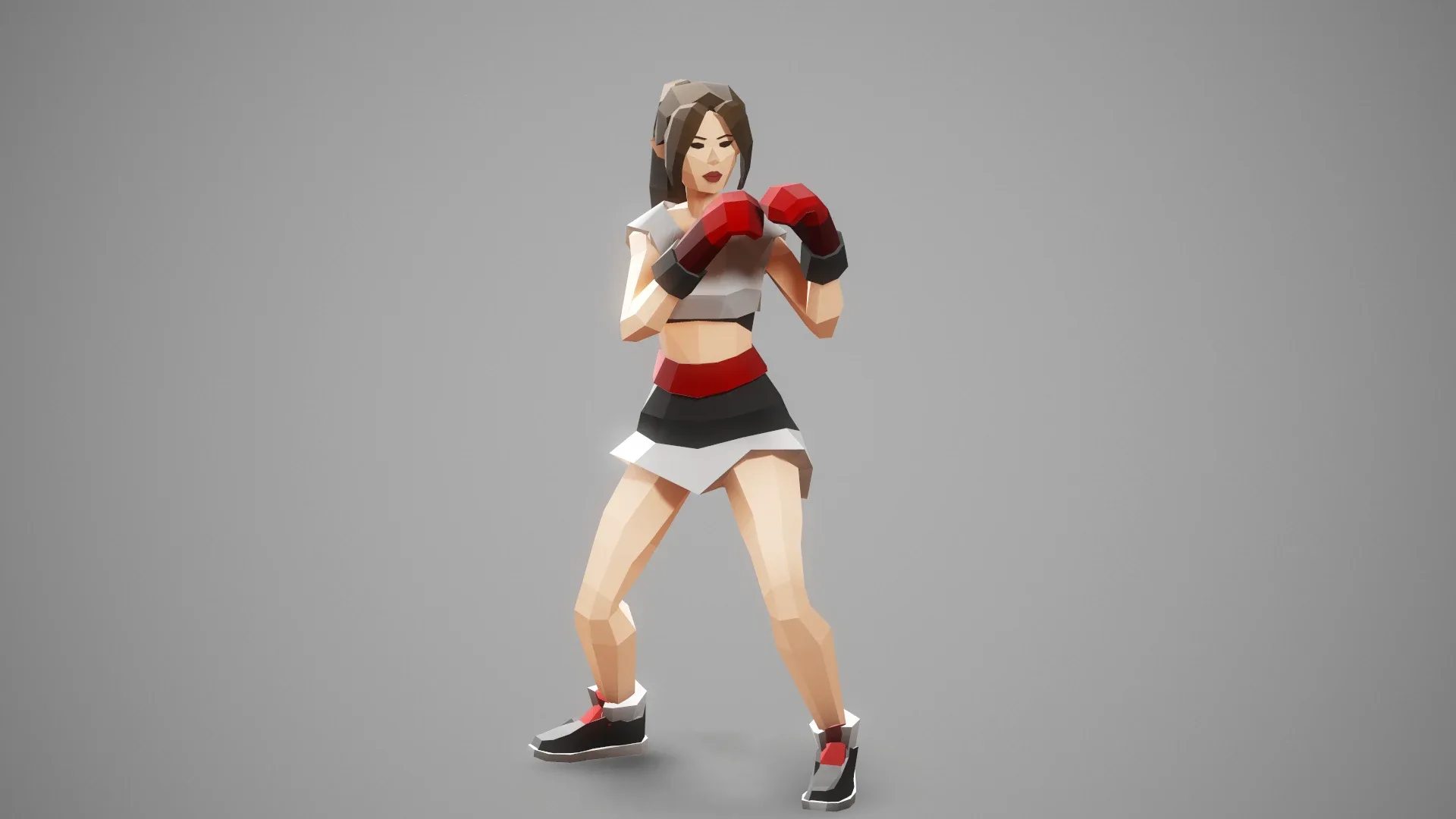 BOXER GIRL - GAME READY LOW POLY STYLE CHARACTER