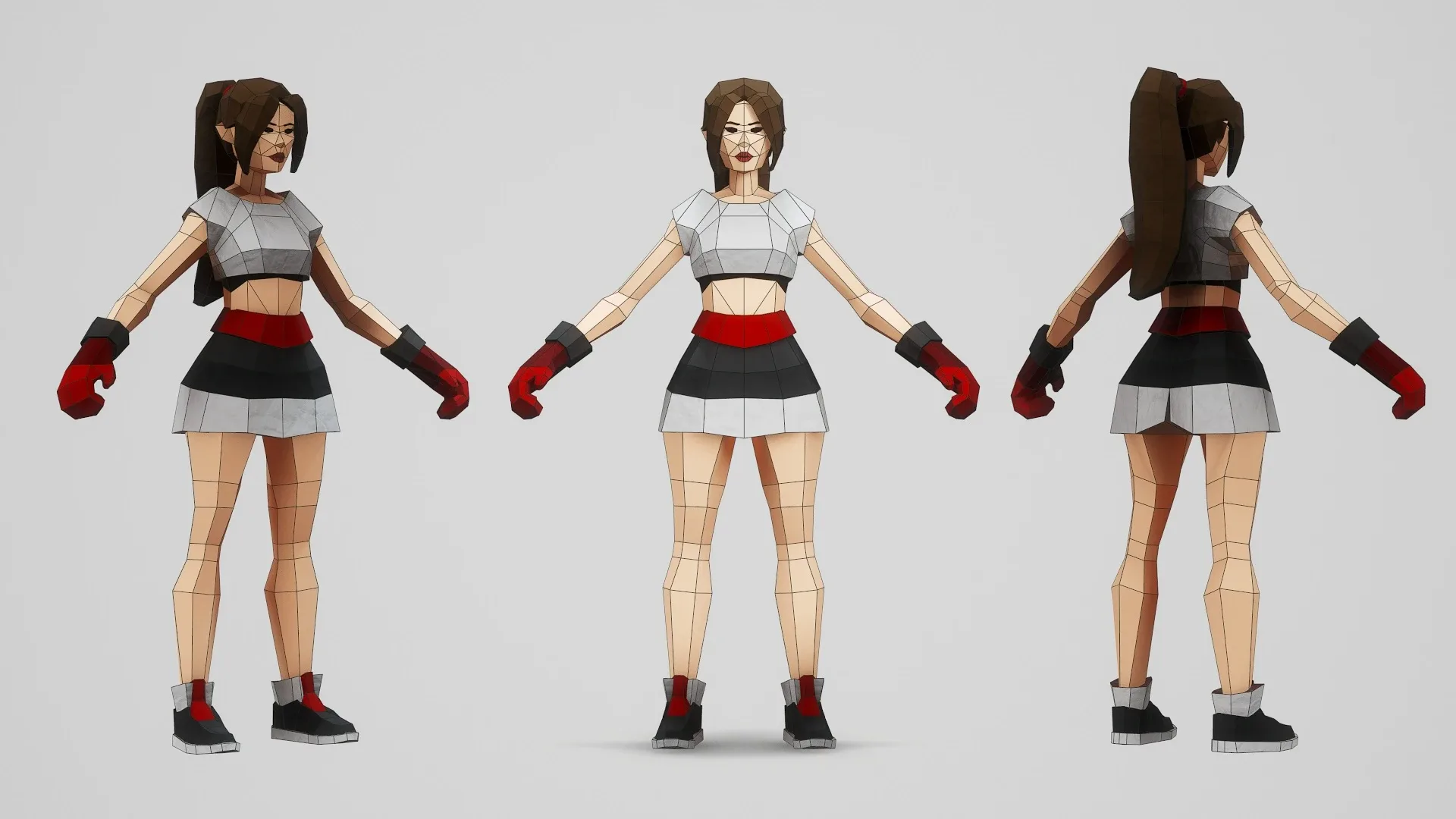 BOXER GIRL - GAME READY LOW POLY STYLE CHARACTER