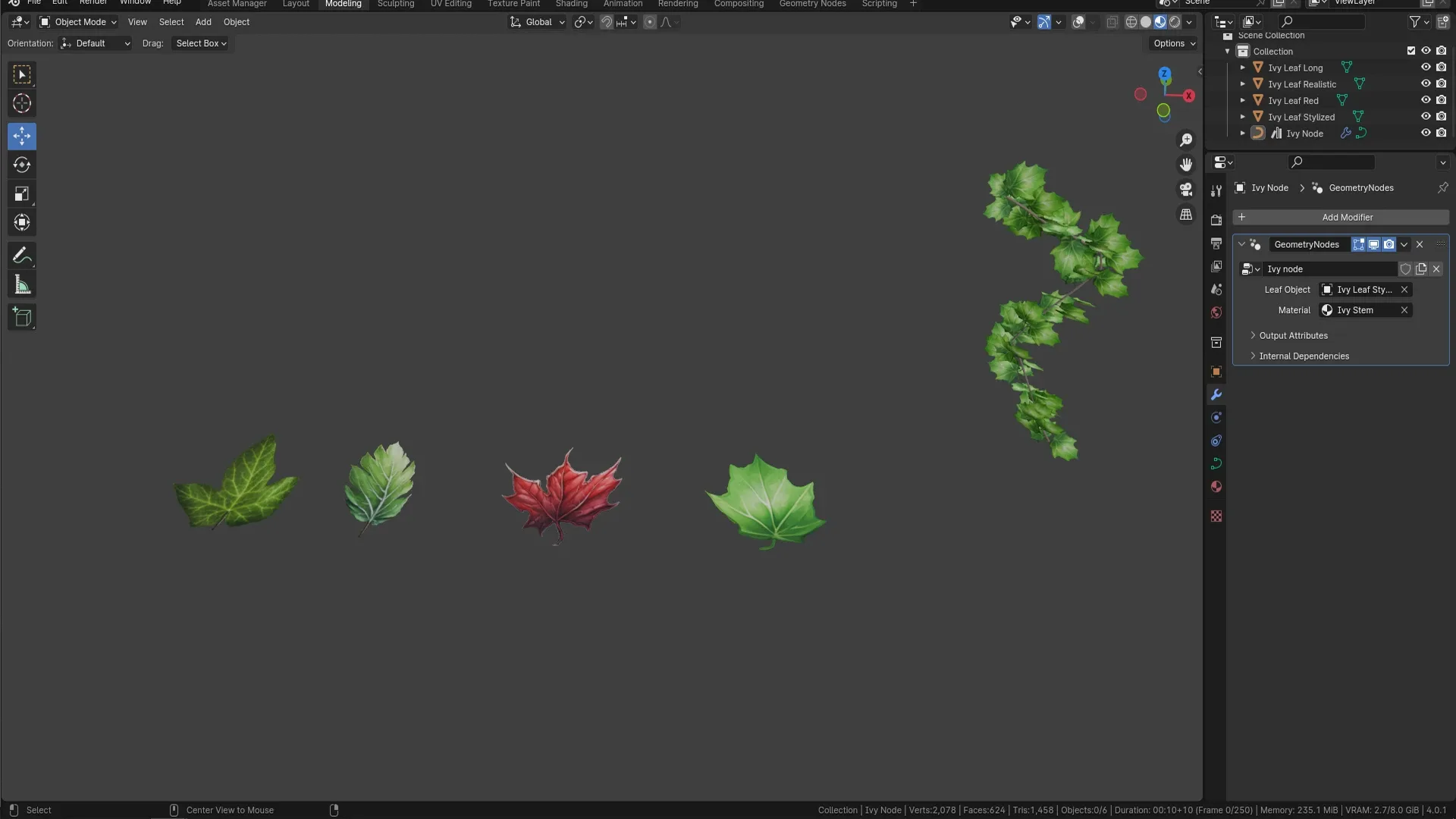 Blender 4 Ivy Foliage Geometry Node