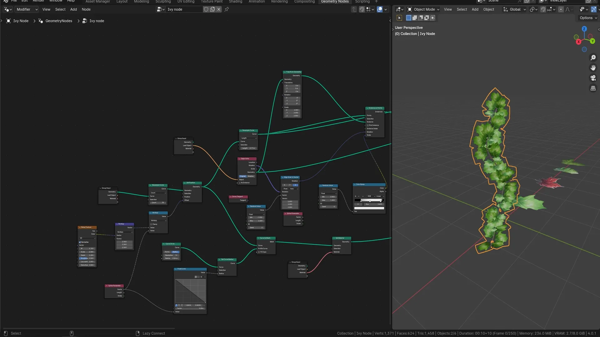 Blender 4 Ivy Foliage Geometry Node