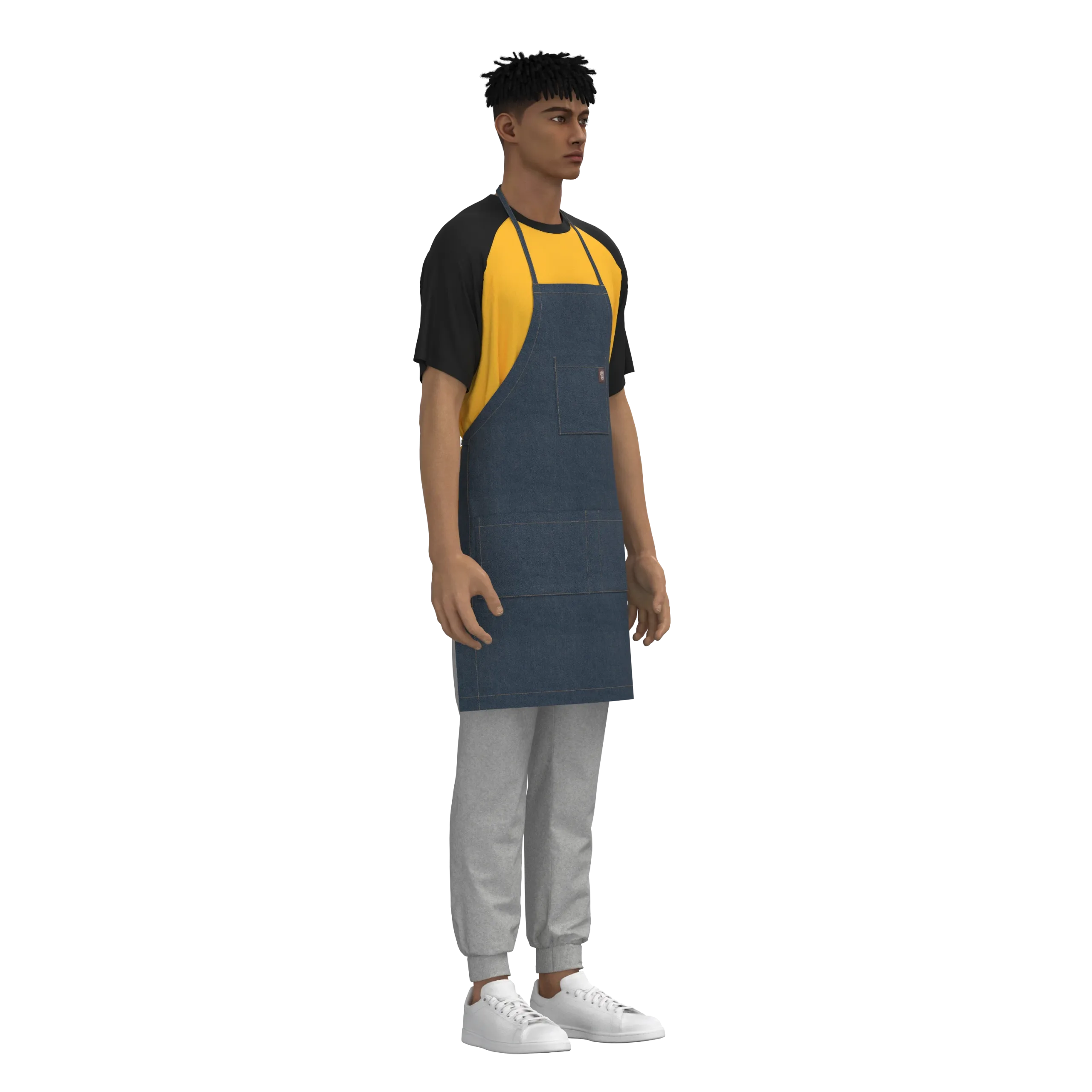 Denim Chef Apron ,marvelous designer,clo3d