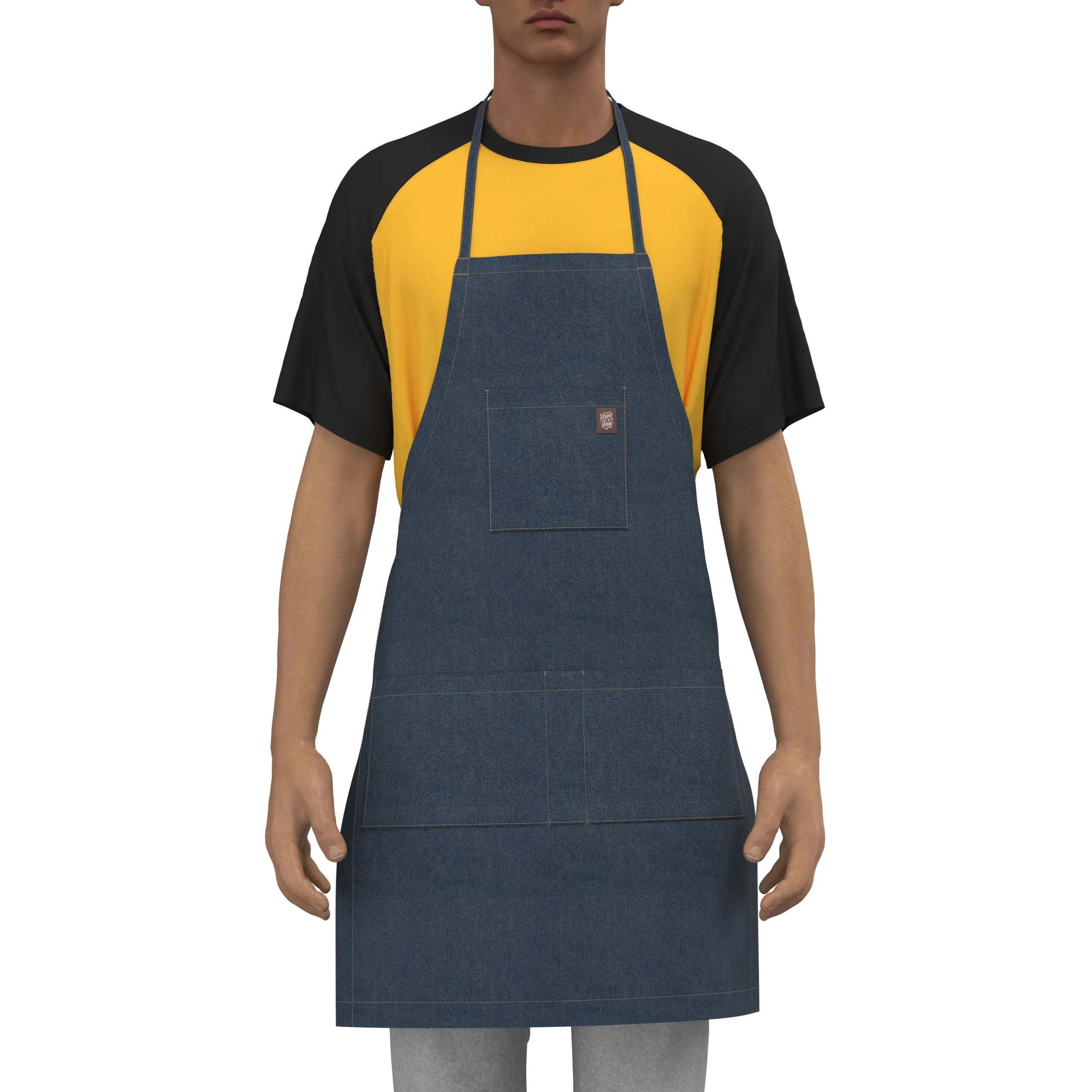 Denim Chef Apron ,marvelous designer,clo3d