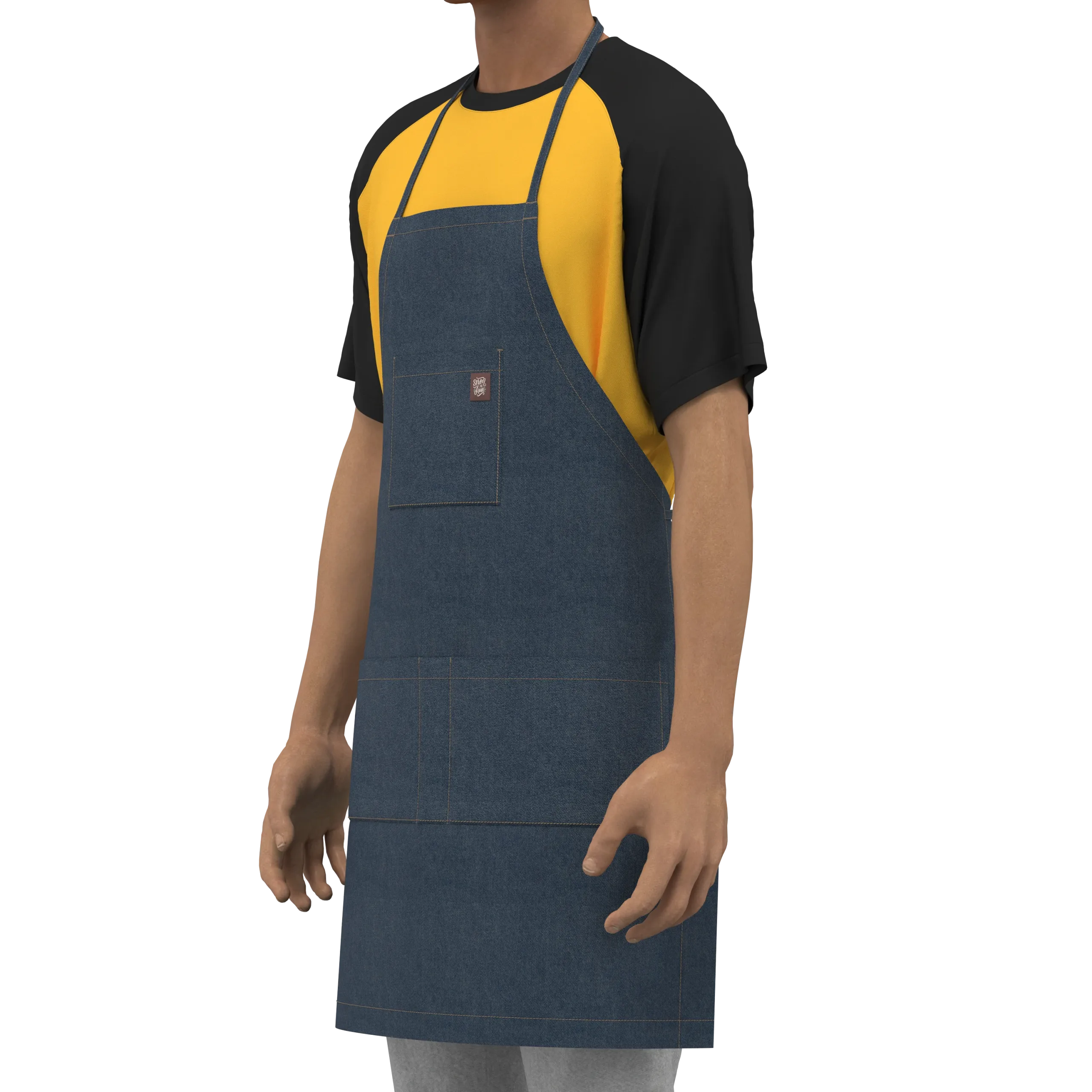 Denim Chef Apron ,marvelous designer,clo3d