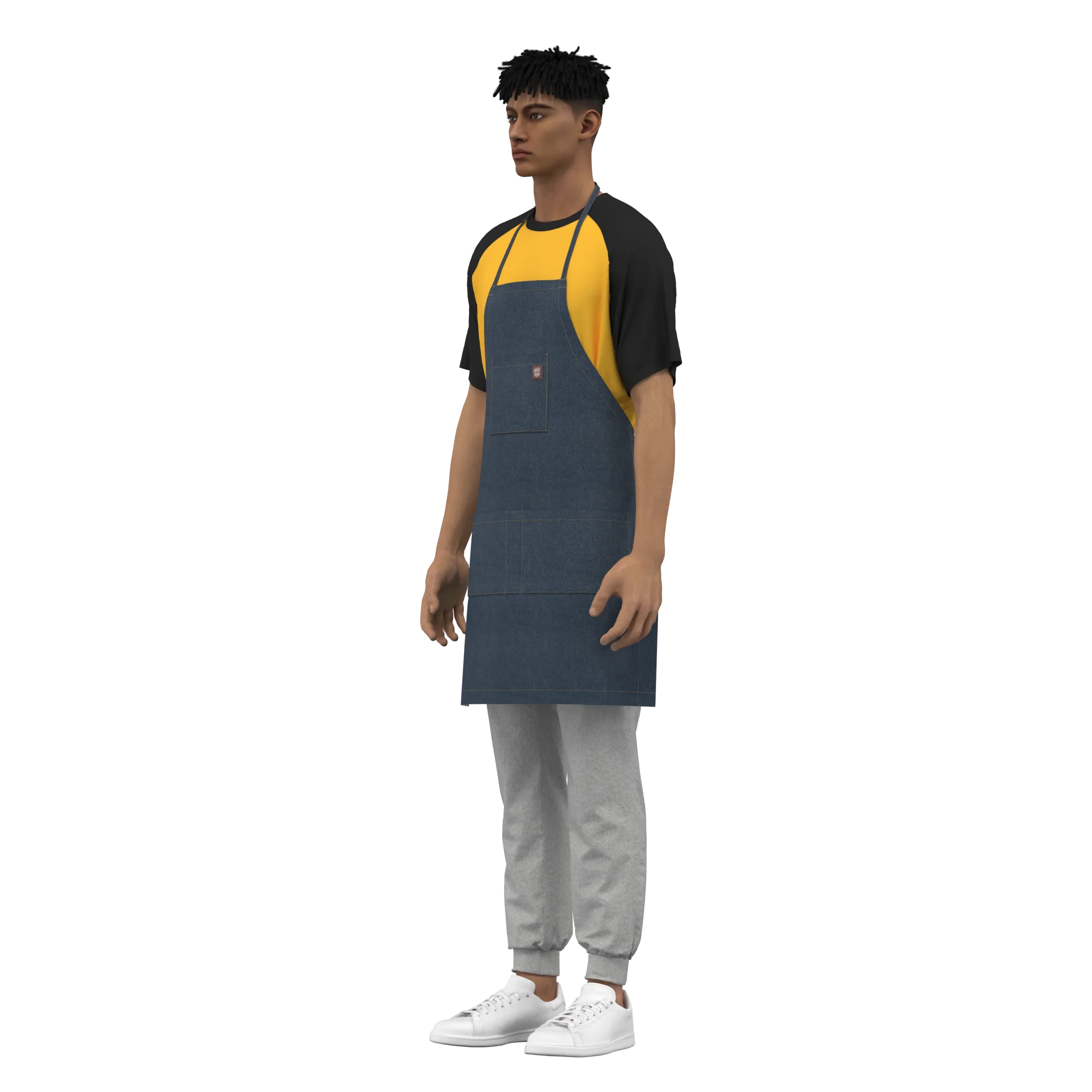 Denim Chef Apron ,marvelous designer,clo3d