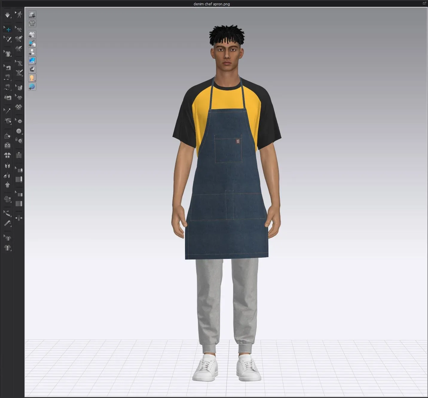 Denim Chef Apron ,marvelous designer,clo3d