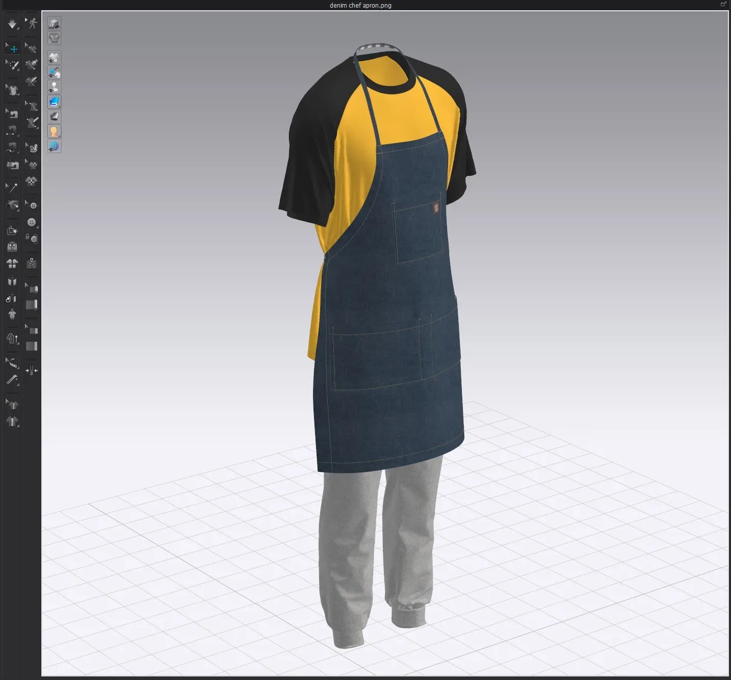 Denim Chef Apron ,marvelous designer,clo3d