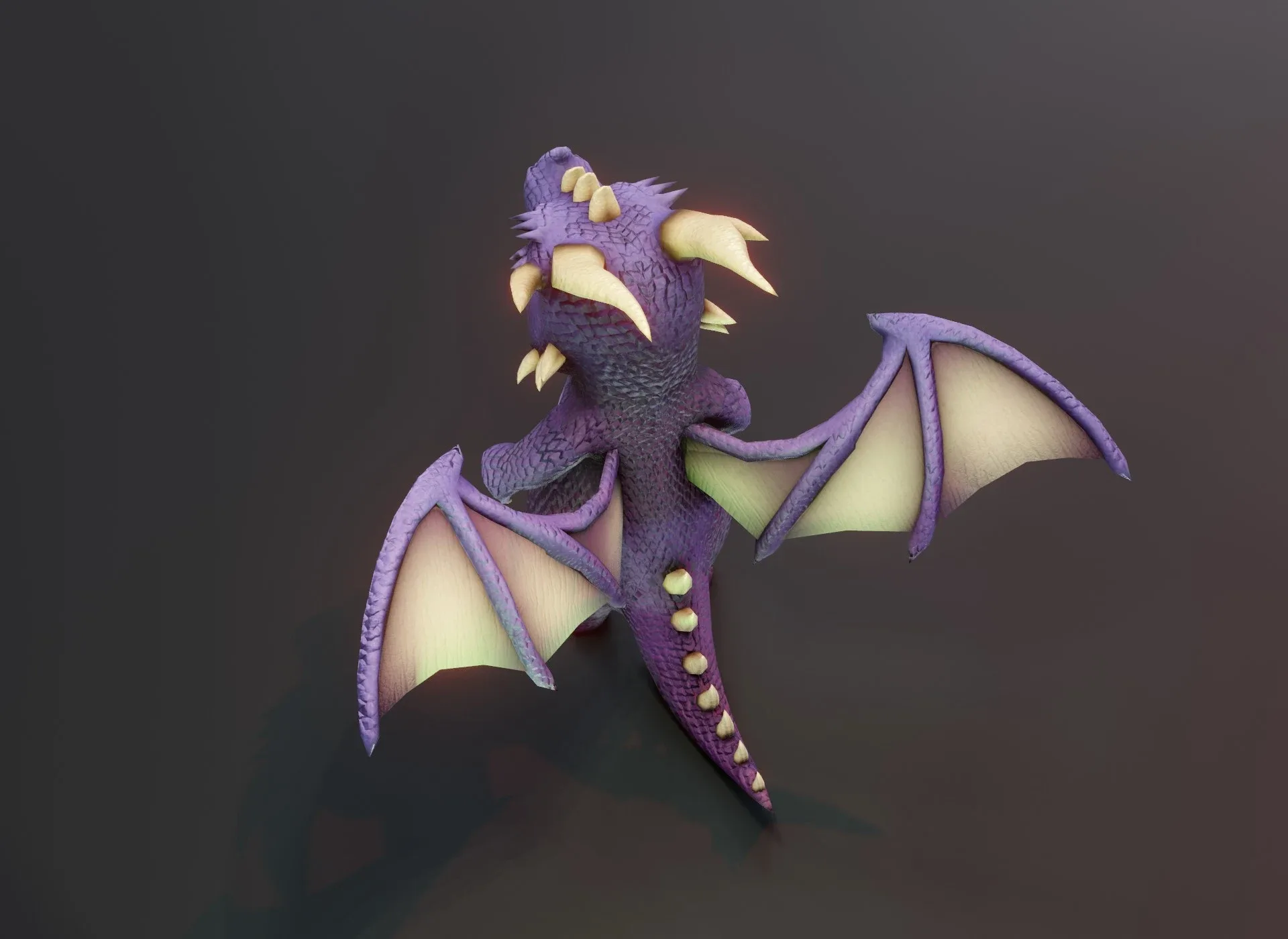 Cartoon Purple Dragon Rigged Low-poly 3D Model