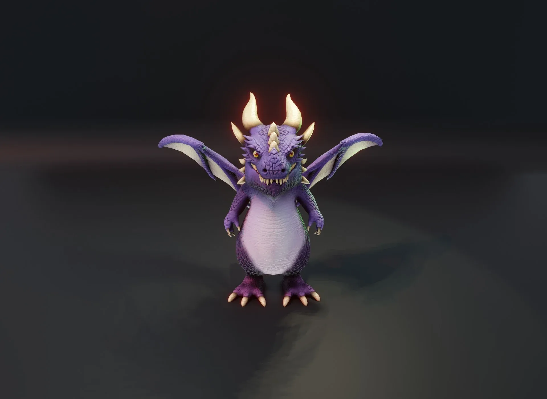 Cartoon Purple Dragon Low-poly 3D model