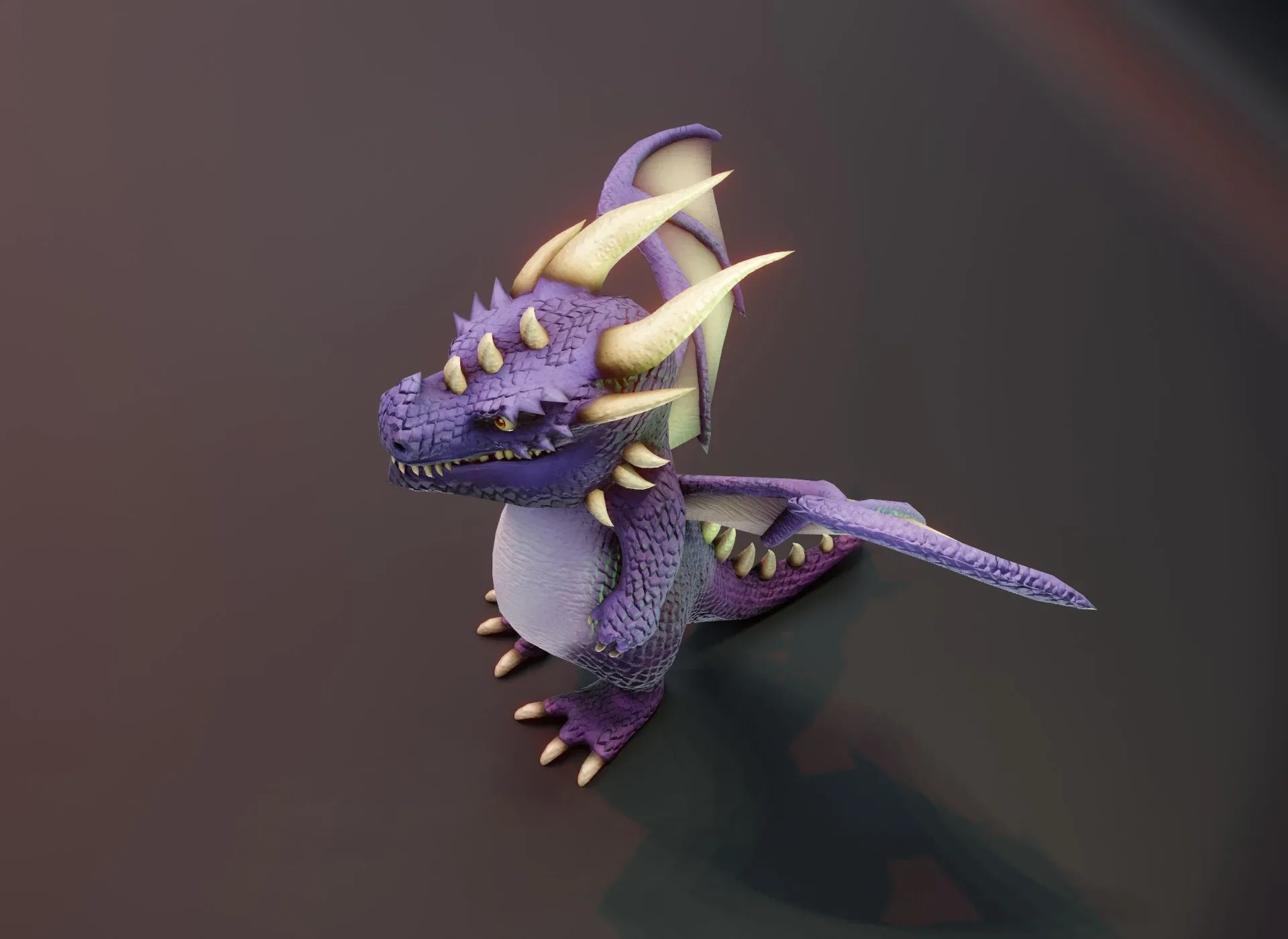 Cartoon Purple Dragon Low-poly 3D model