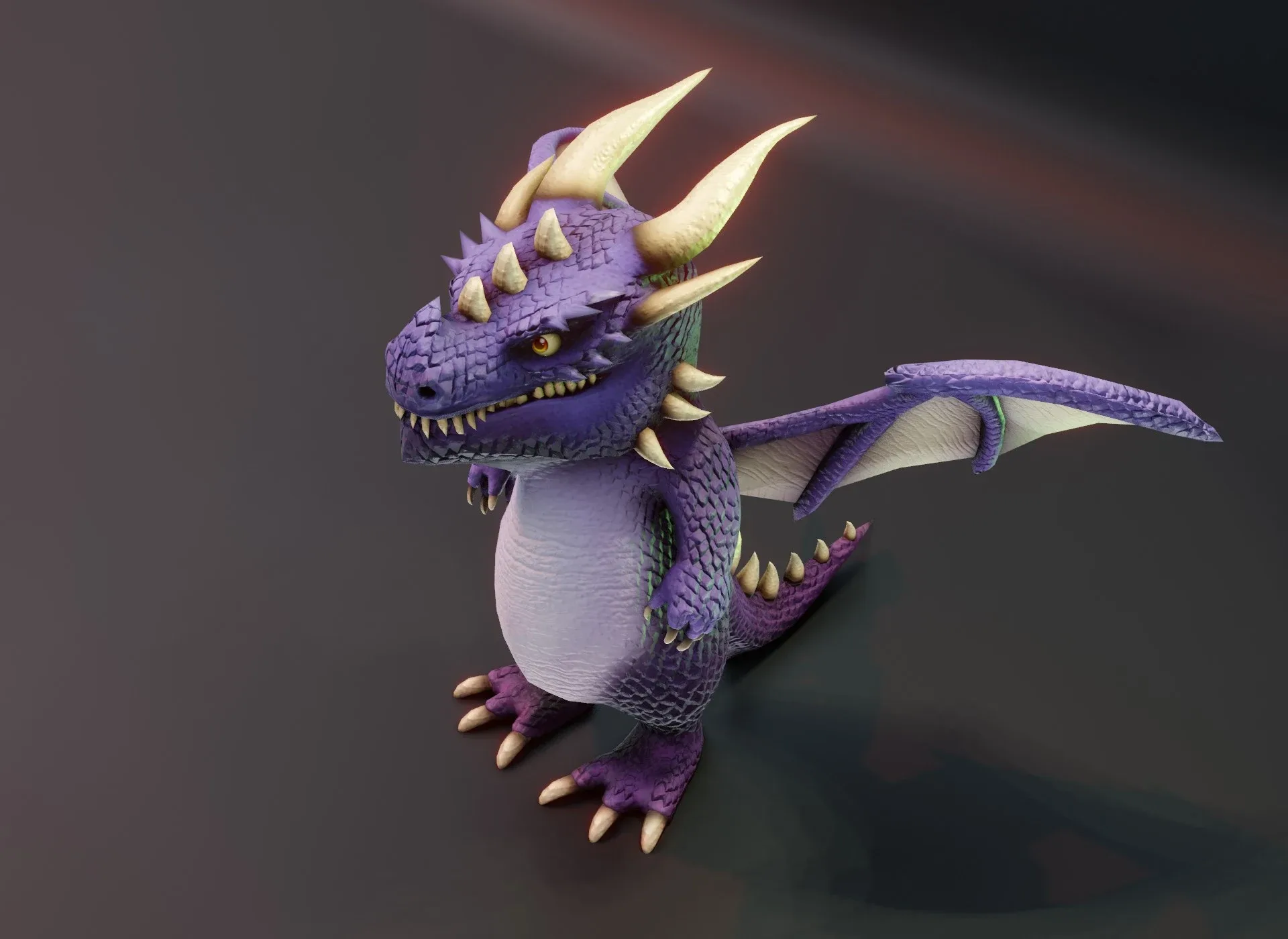 Cartoon Purple Dragon Low-poly 3D model