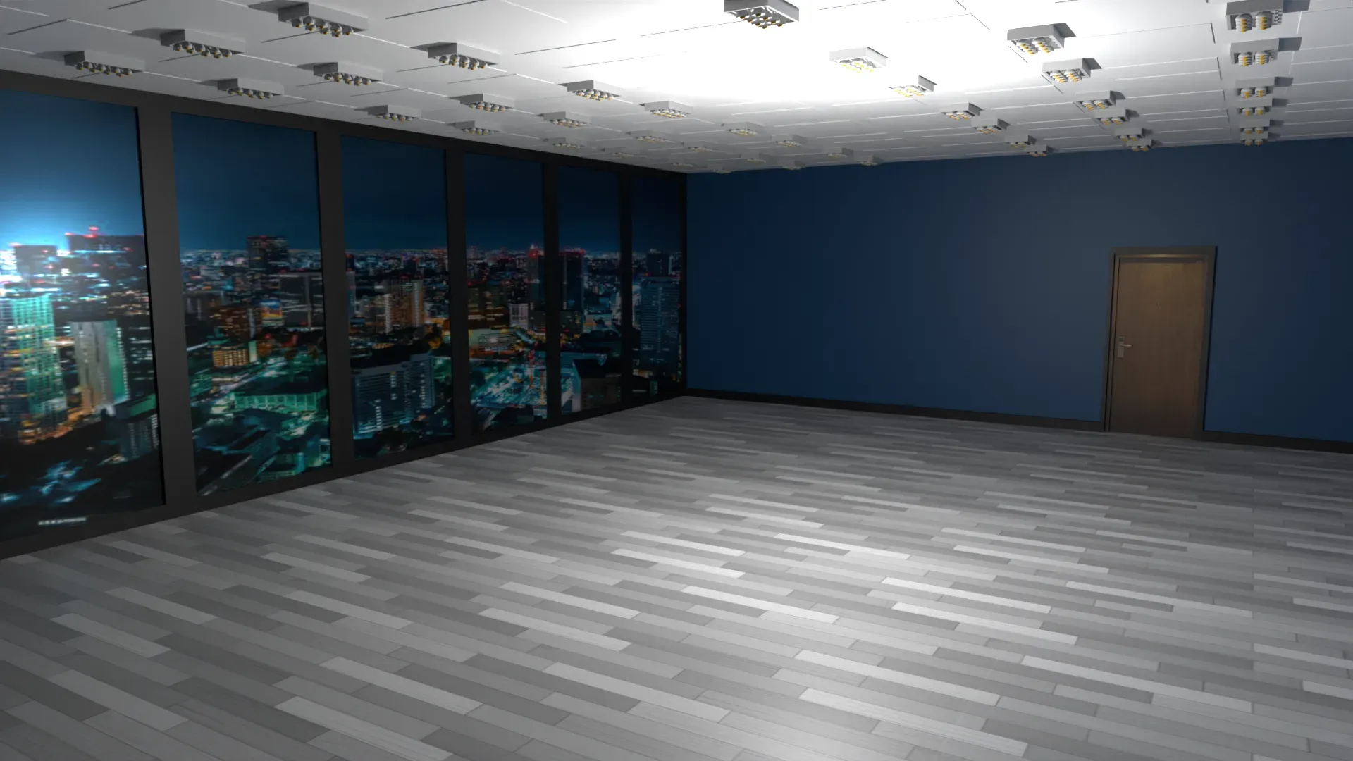 empty room with night city