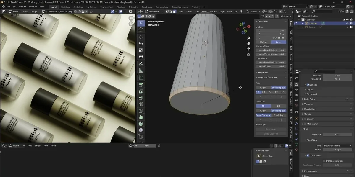 Blender 4.0: Cosmetic Product Modeling, Texturing, Lighting & Rendering