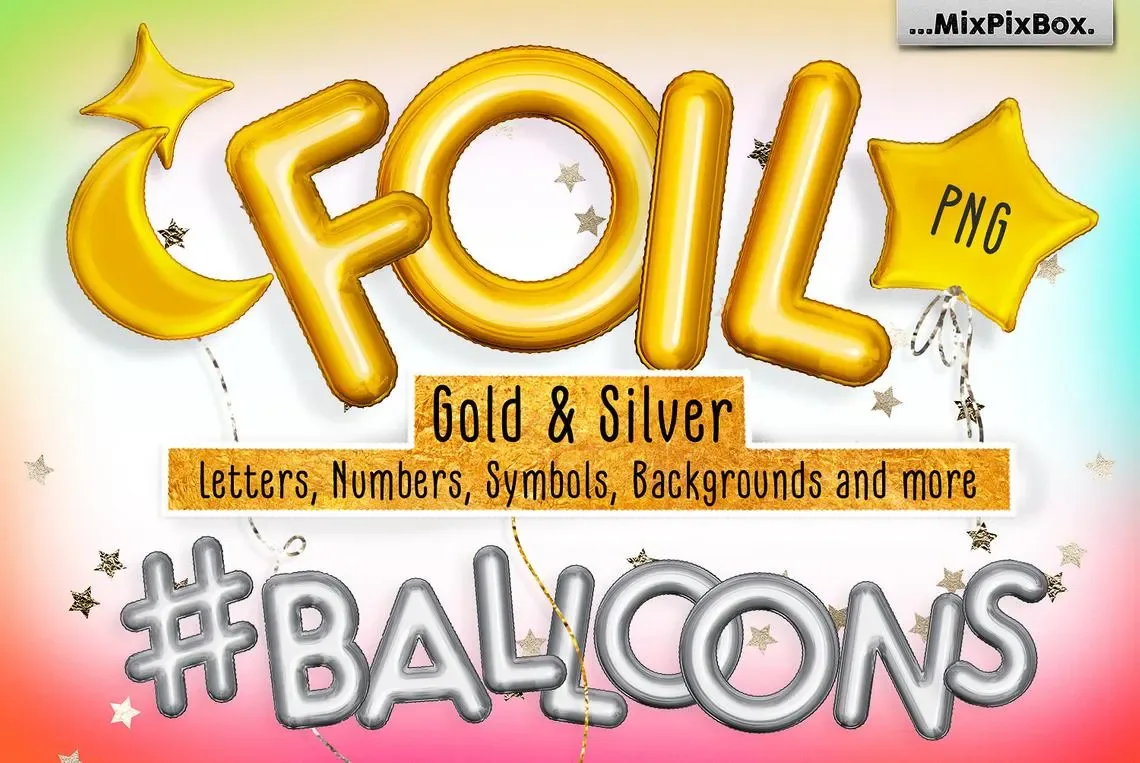 Foil Balloons Overlays