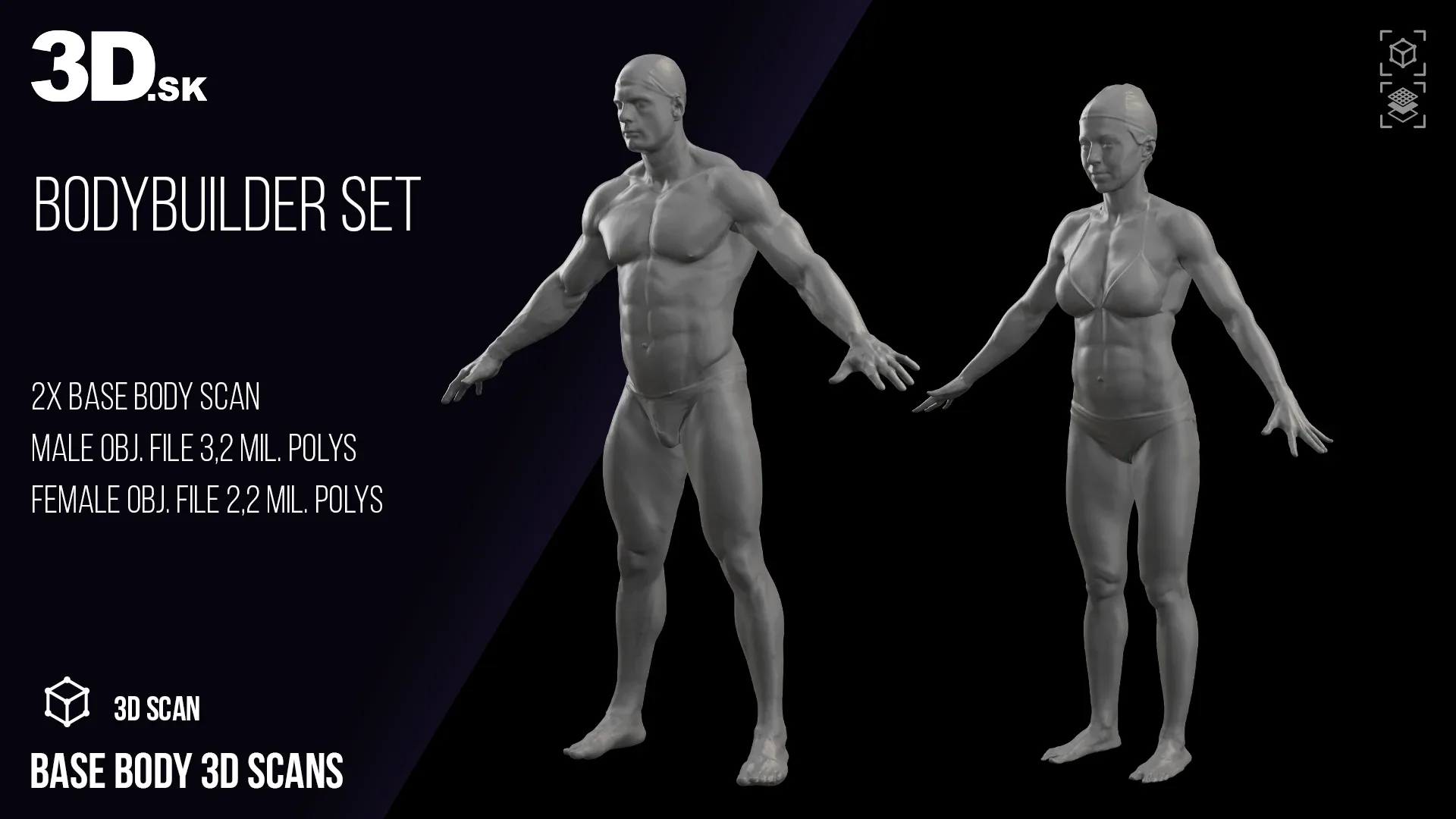 Base Body 3D Scans Bodybuilder Set | Alberto & Natasha