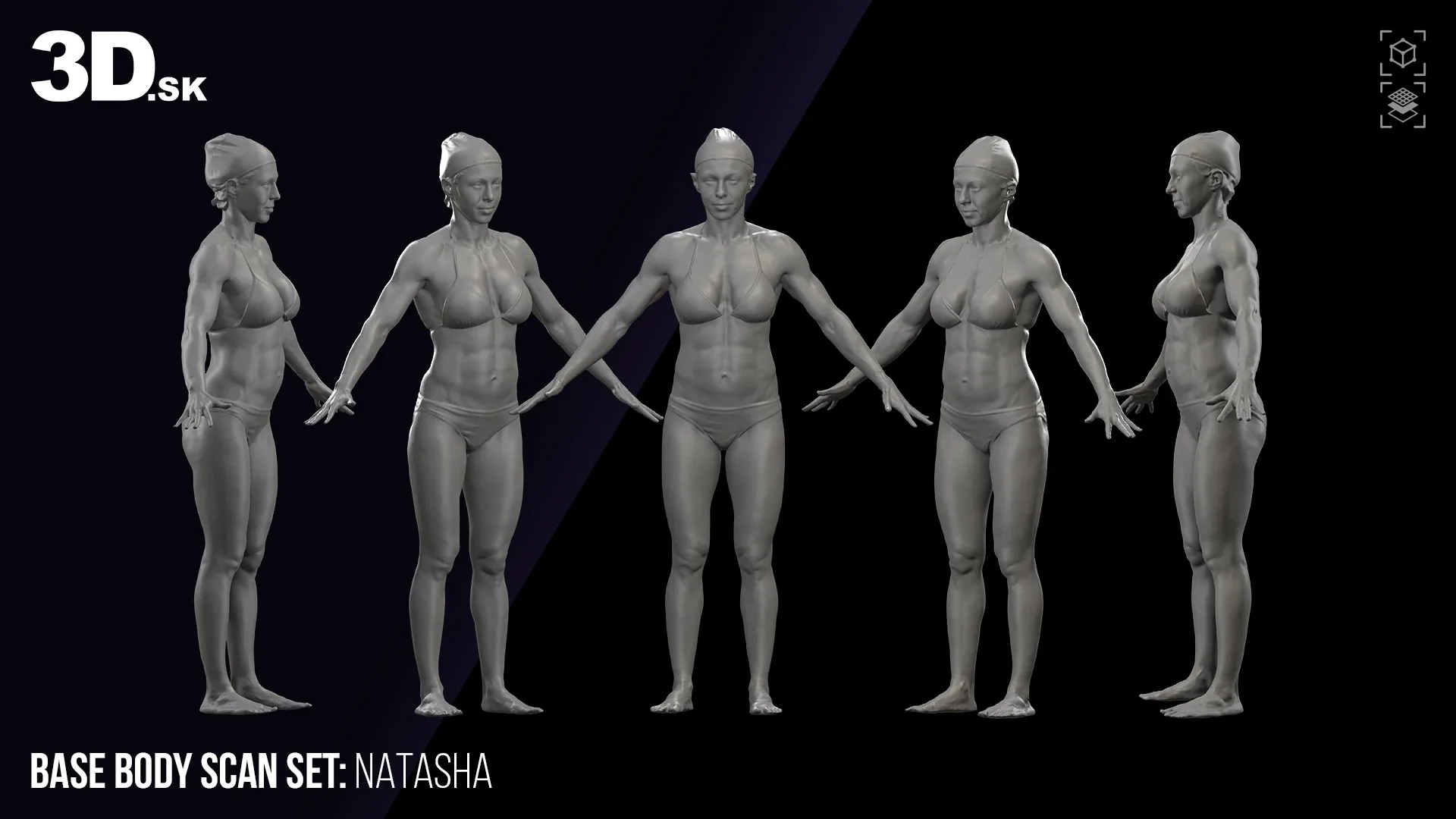 Base Body 3D Scans Bodybuilder Set | Alberto & Natasha