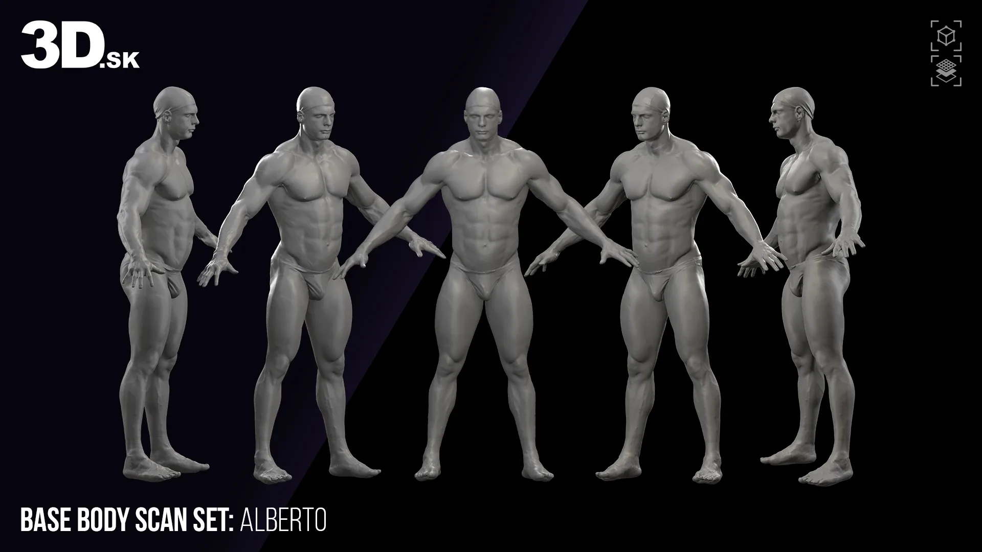 Base Body 3D Scans Bodybuilder Set | Alberto & Natasha