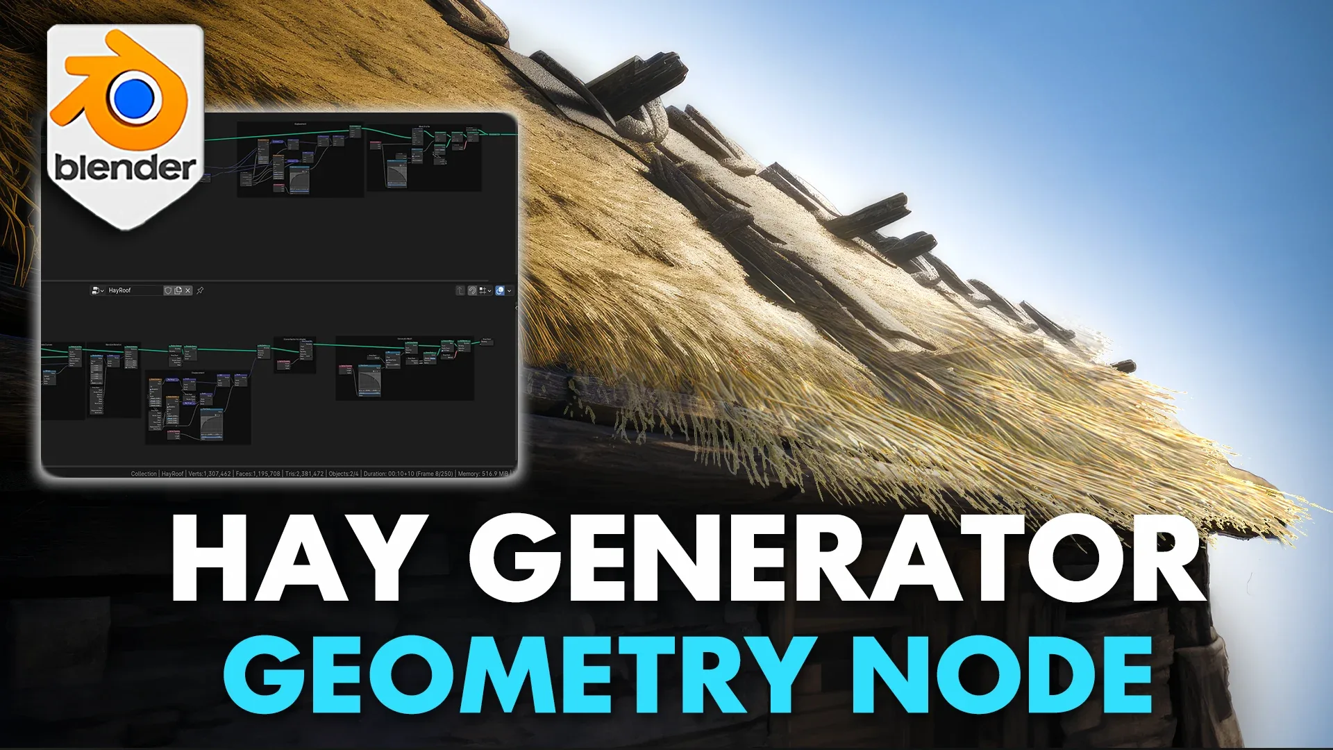 Blender 4 Hay Roof Geometry Node