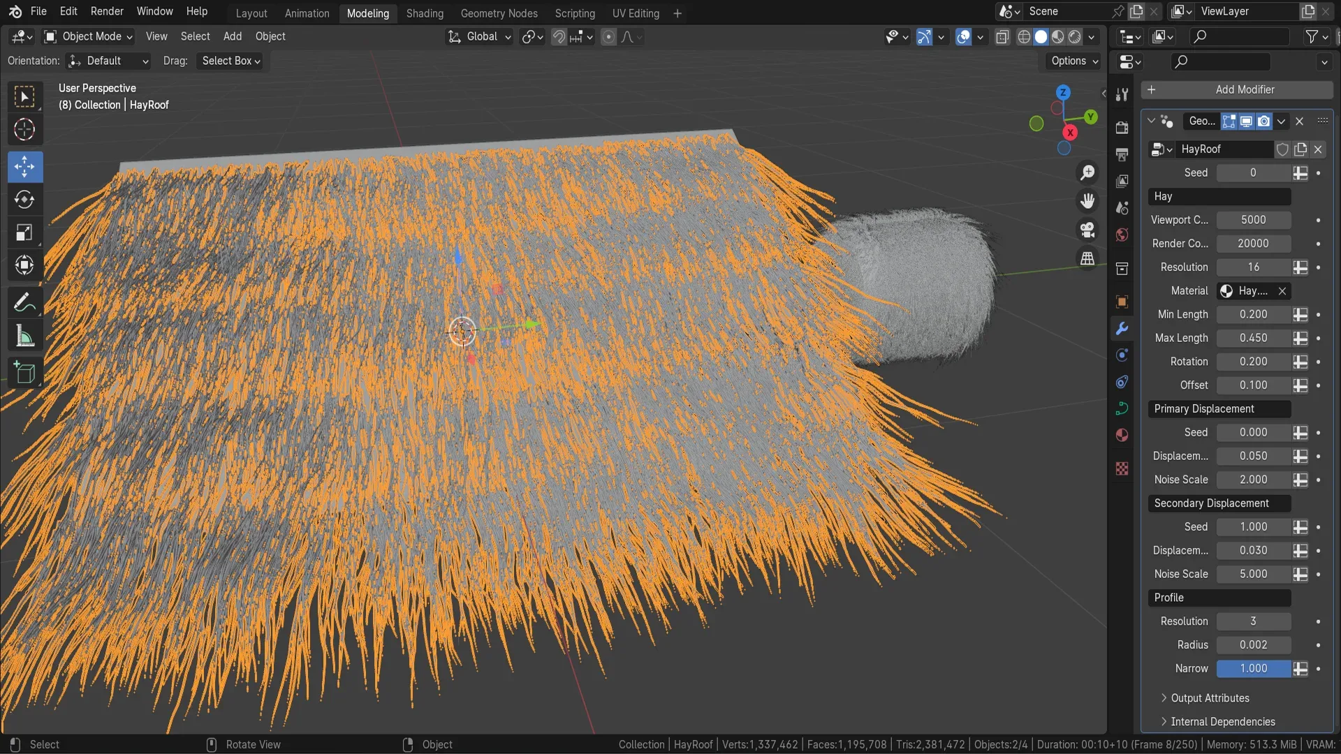 Blender 4 Hay Roof Geometry Node