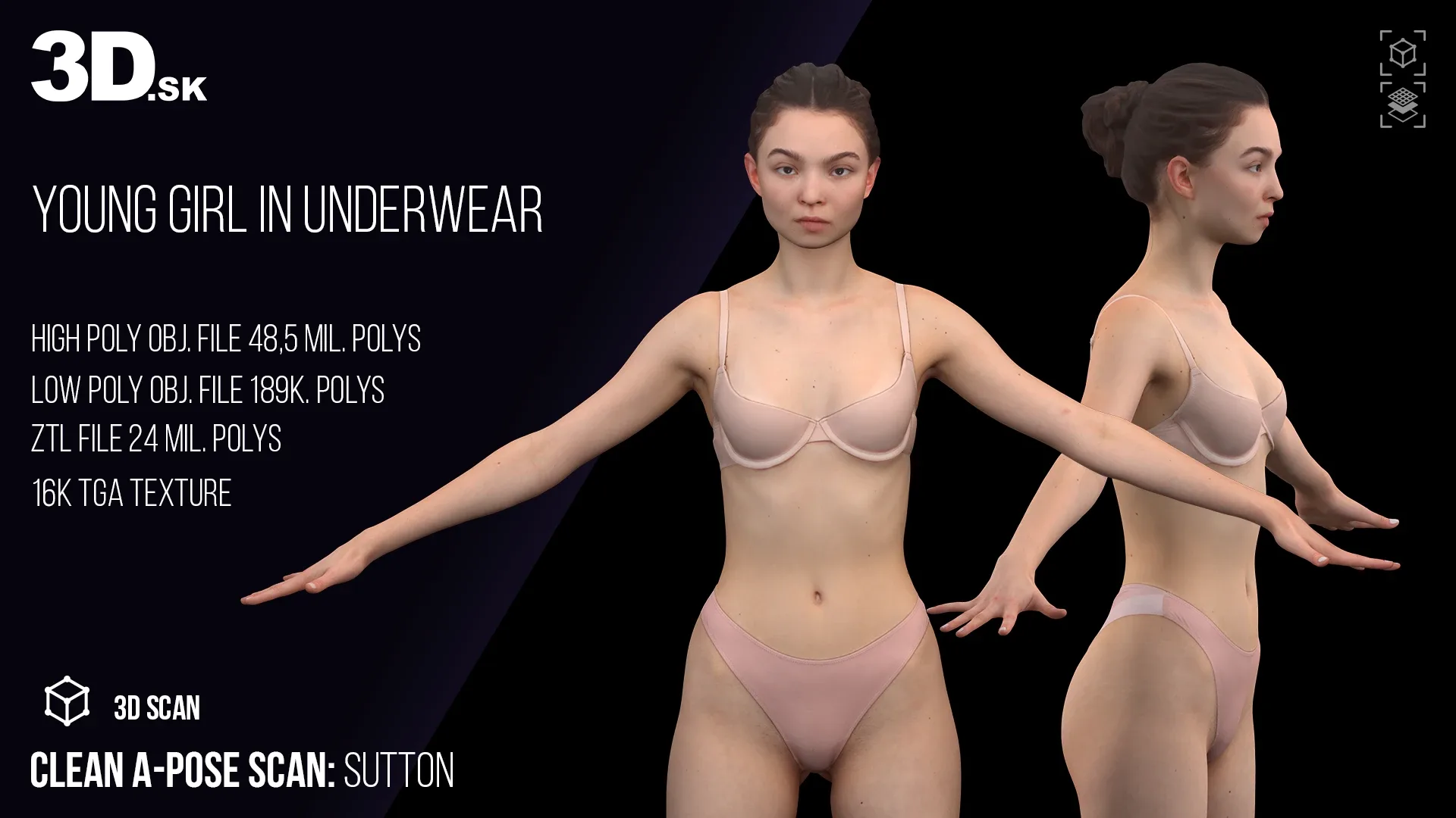 Cleaned A Pose Scan | 3D Model Sutton Underwear