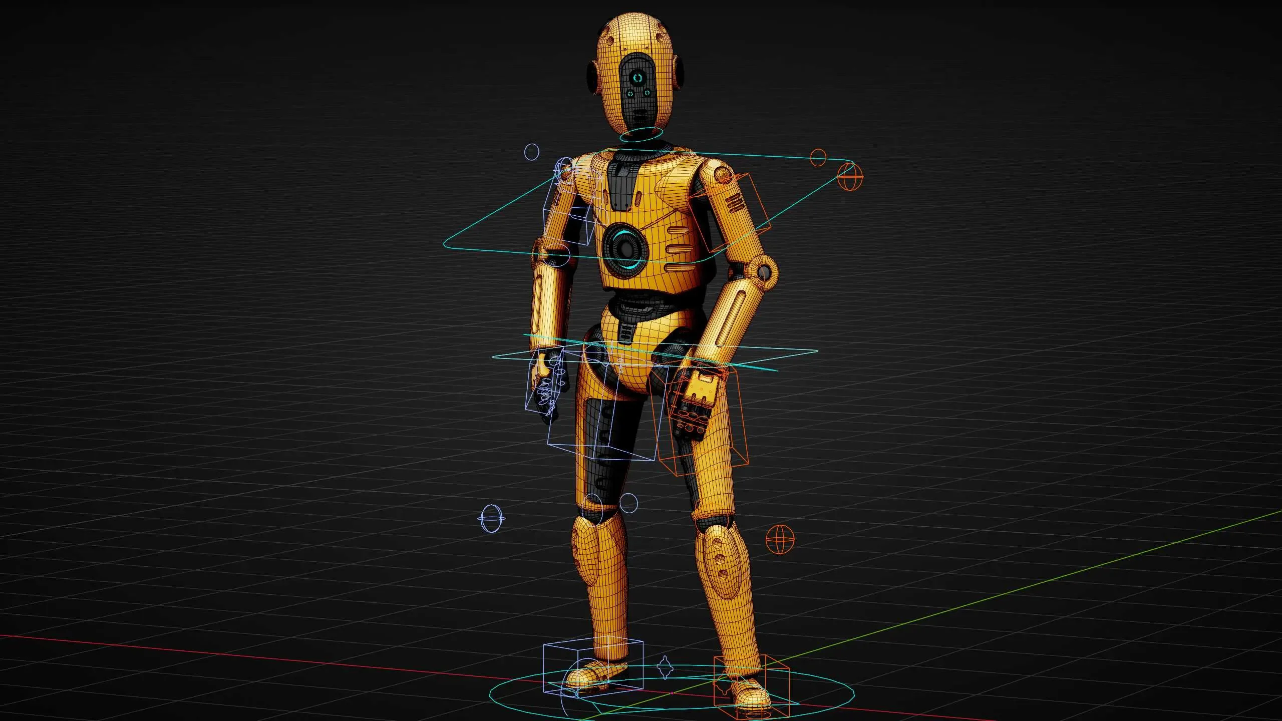 Protocol Droid C-5 Ds Auto-Rig Pro Rigged For Mixamo, Unreal Engine Unity