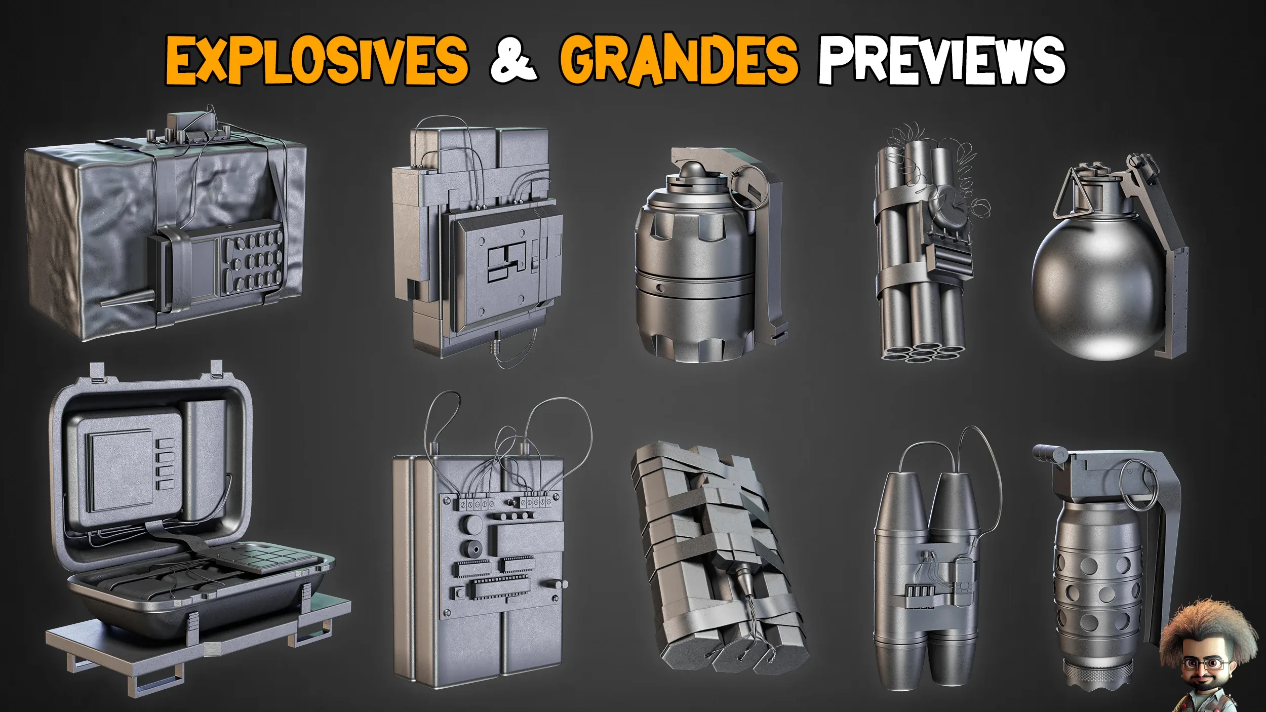 40 Explosives & Grenades Base mesh – Vol 07