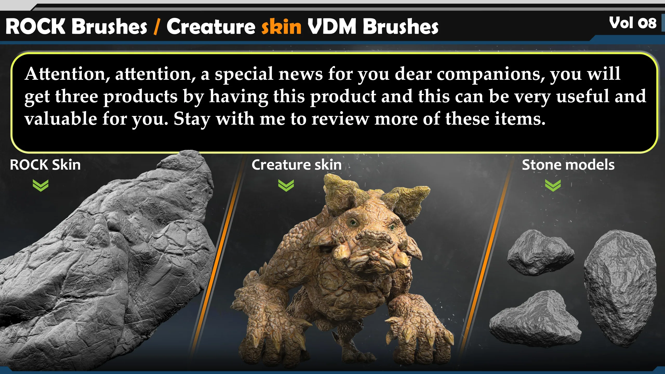 ROCK Brushes / Creature skin VDM Brushes  Vol 08