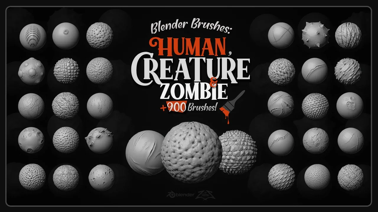 [MEGAPACK] 900+ Blender Brushes: Human, Creature and Zombie Skin Edition